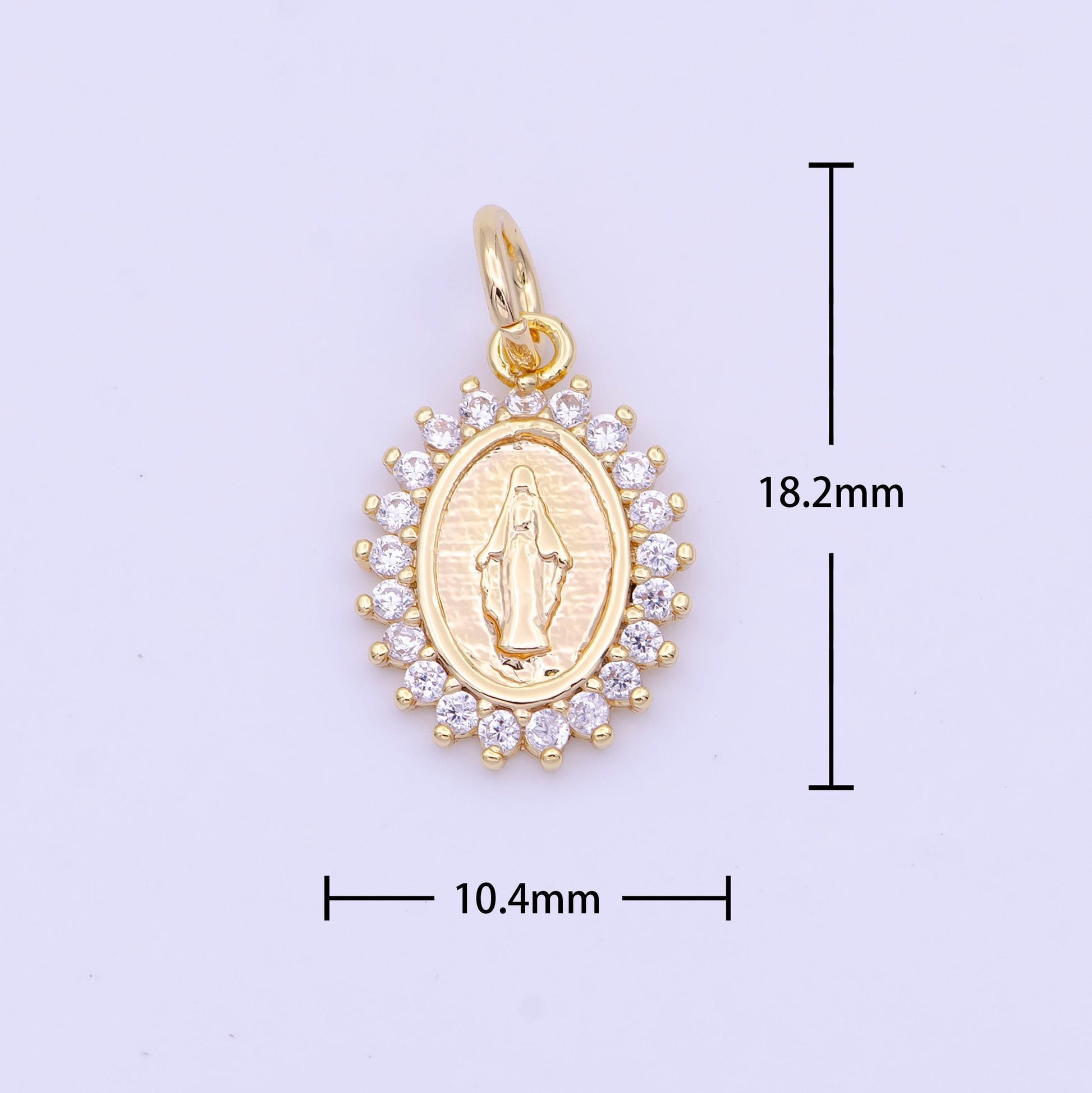 Dainty miraculous lady charm micro pave virgin mary charm for catholic religious jewelry making d-570