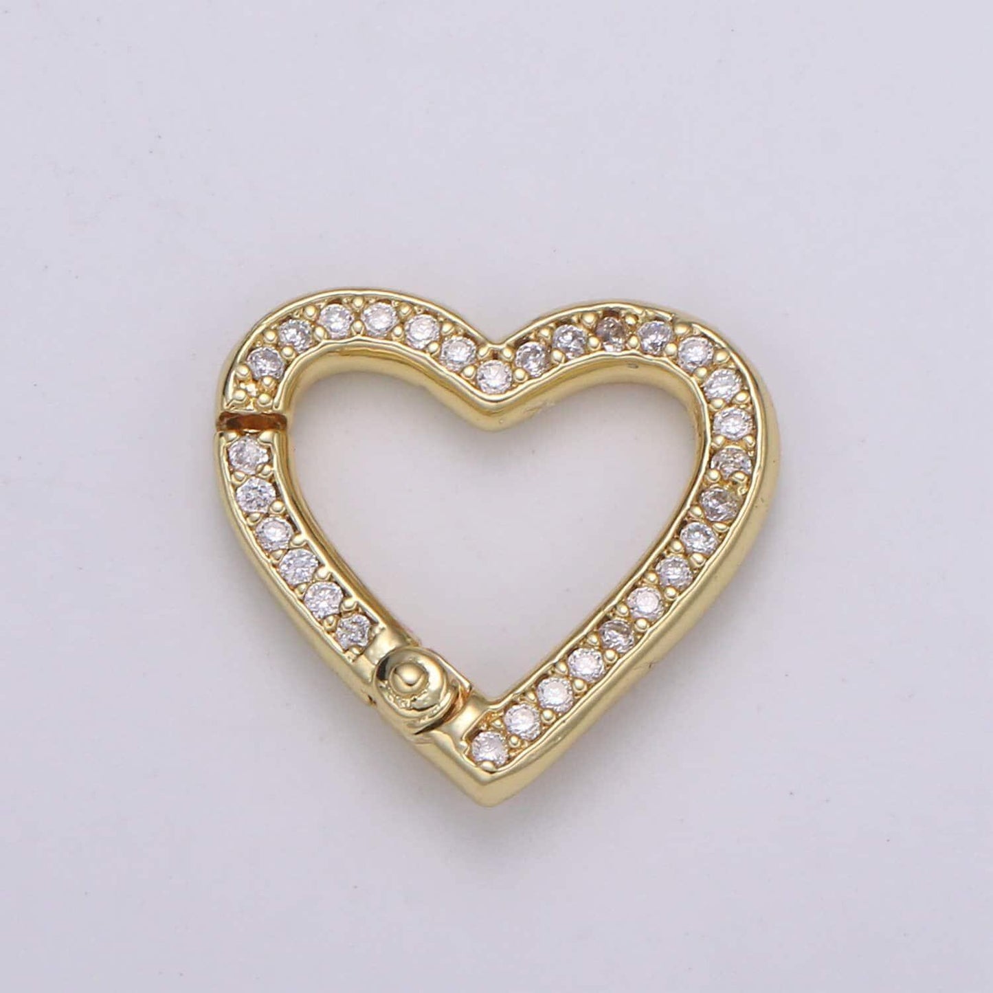 1pc double sided heart pull gate ring clasp, love clasp, interlocking clasp, pave cubic heart clasps, gold silver color option,1107,1108