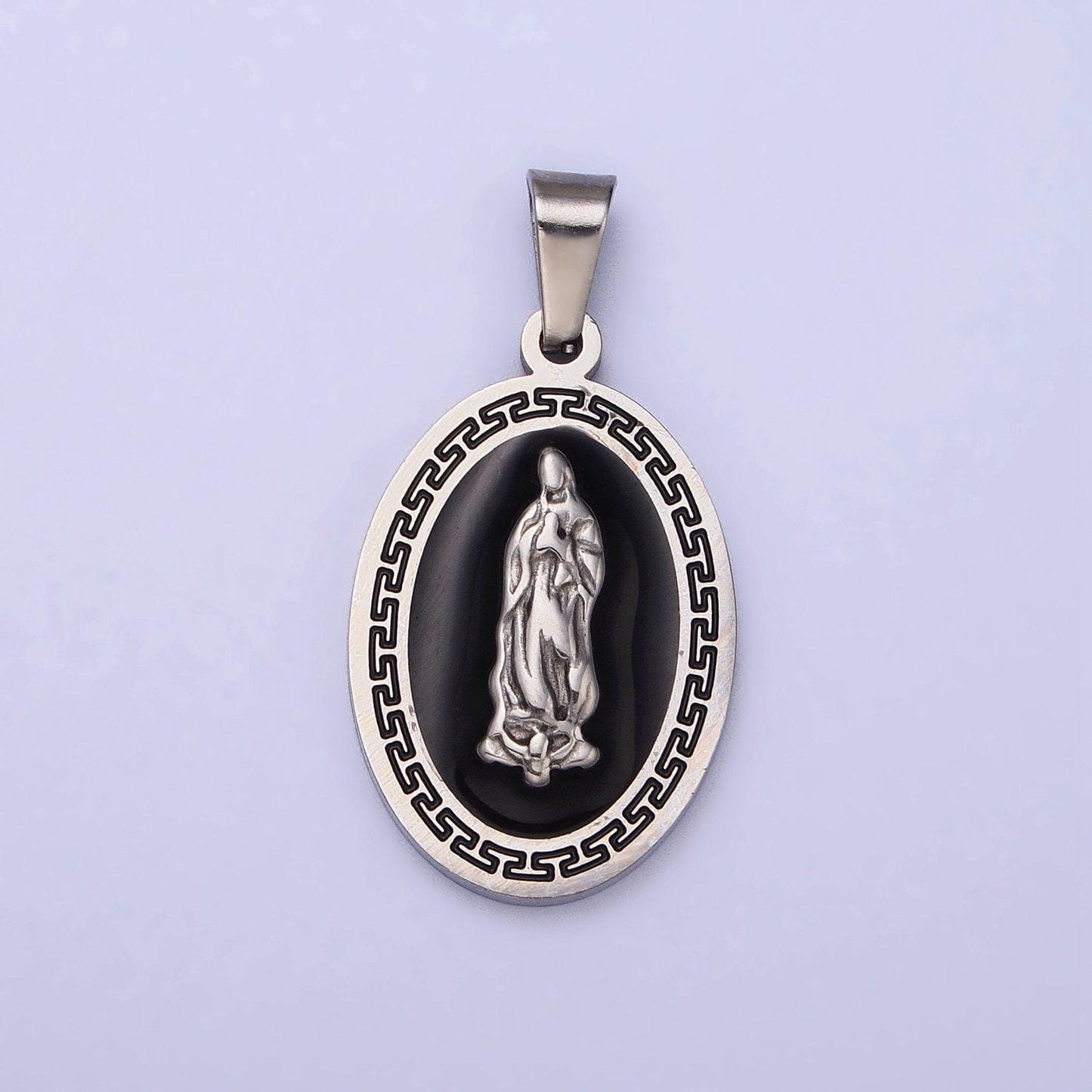 Gold lady guadalupe religious pendant necklace black enamel virgin mary charm protection charm our lady of guadalupe catholic jewelry j619