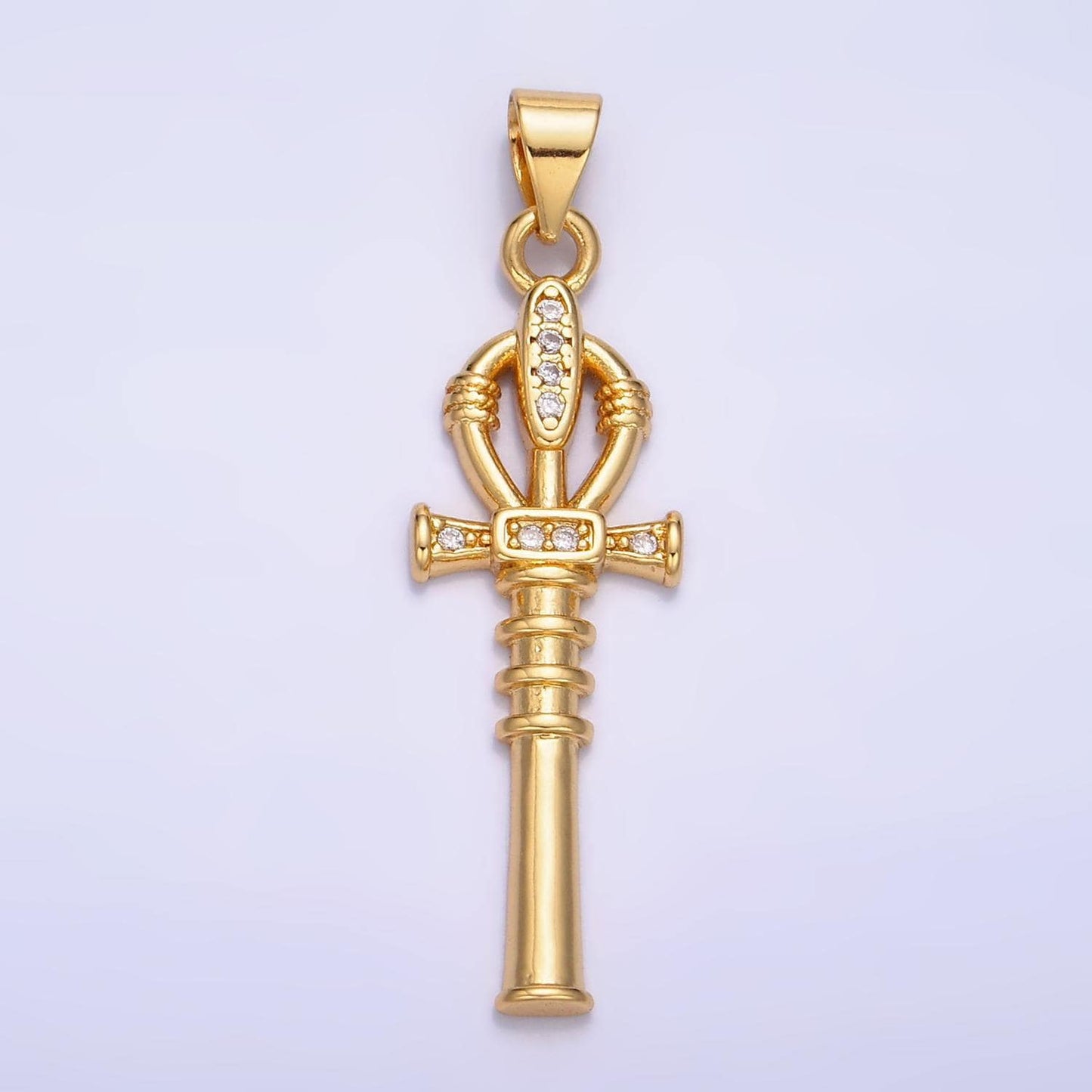 Dainty 24k gold filled ankh charm, cubic zirconia charm gold ankh cross charm jewelry making supplies aa1067
