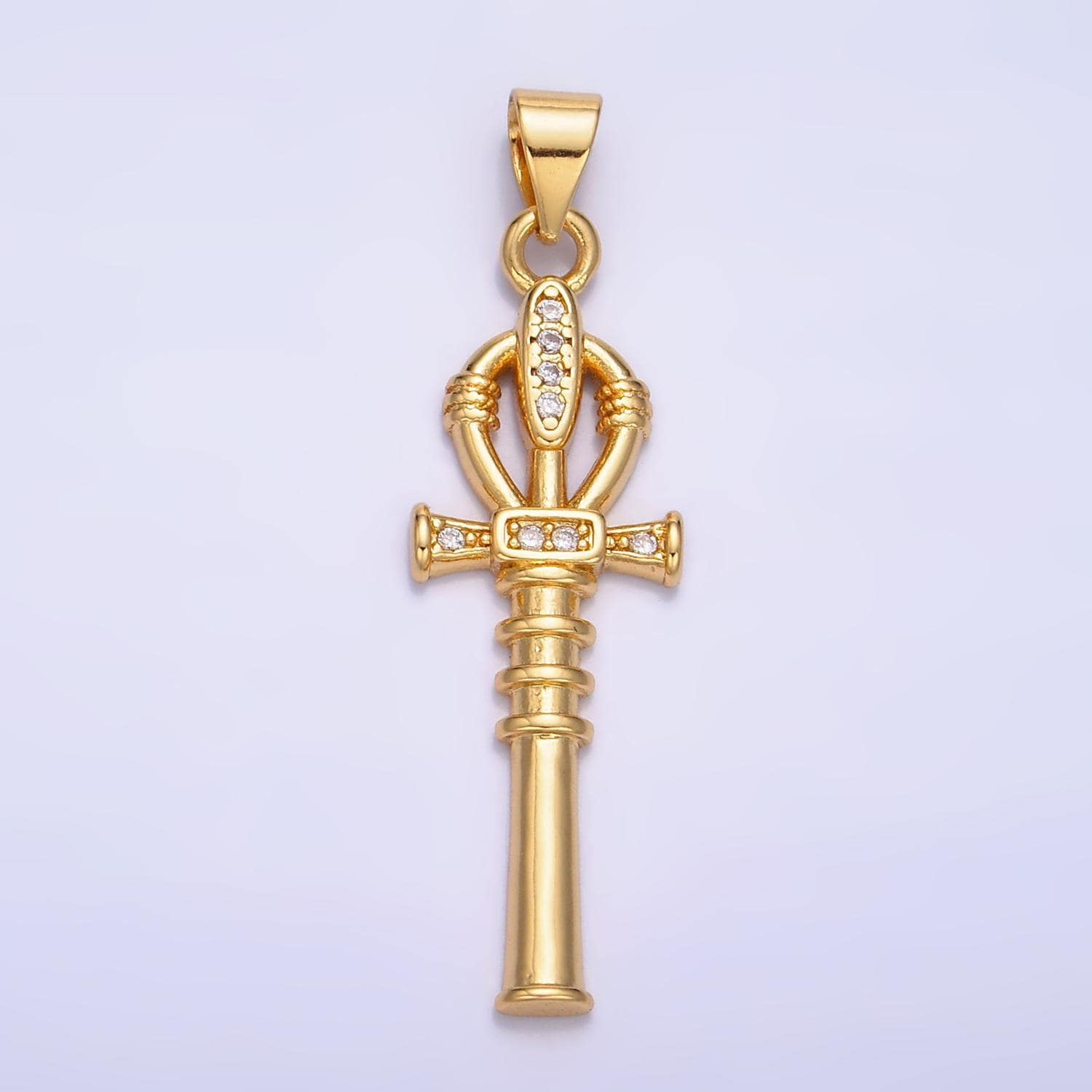 Dainty 24k gold filled ankh charm, cubic zirconia charm gold ankh cross charm jewelry making supplies aa1067