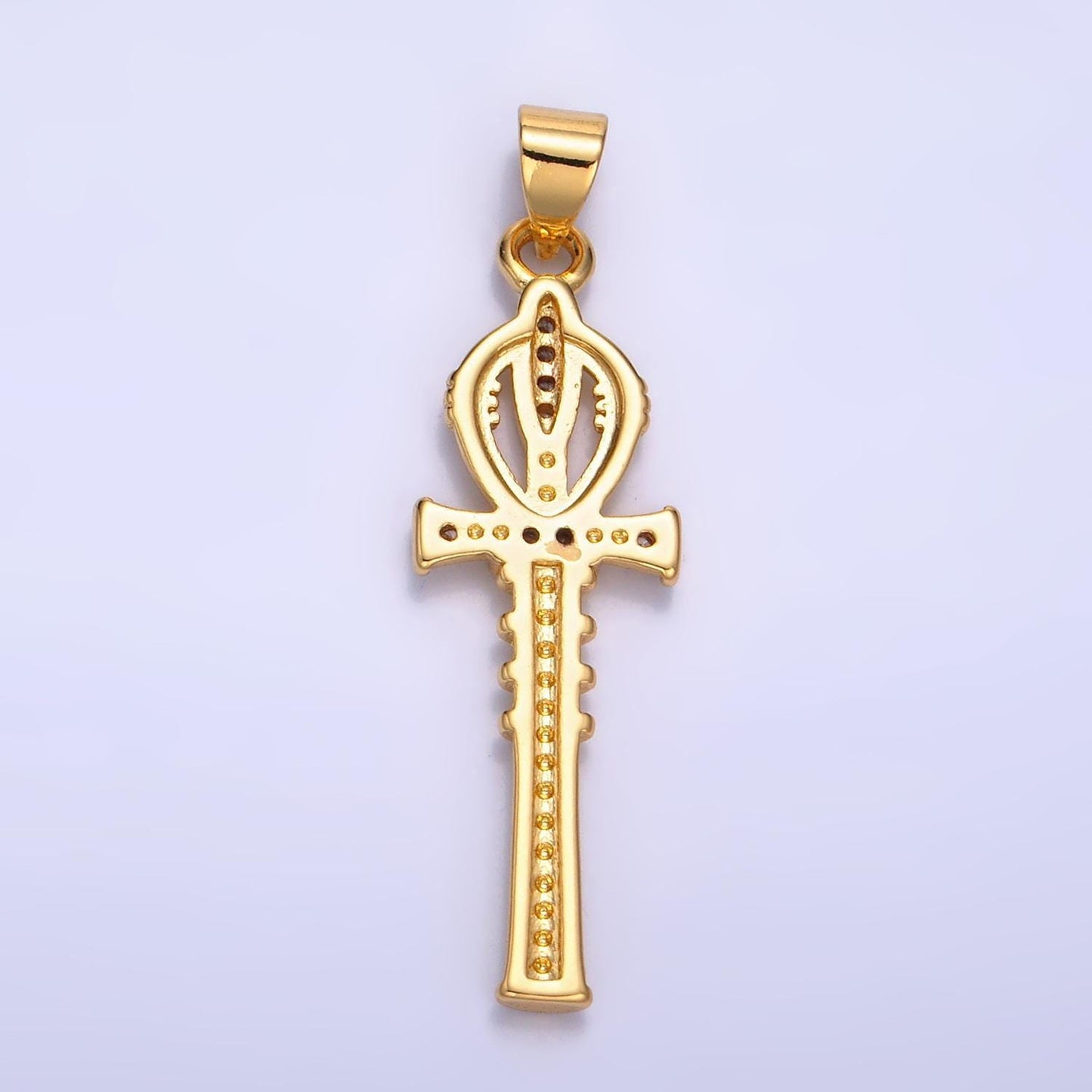 Dainty 24k gold filled ankh charm, cubic zirconia charm gold ankh cross charm jewelry making supplies aa1067