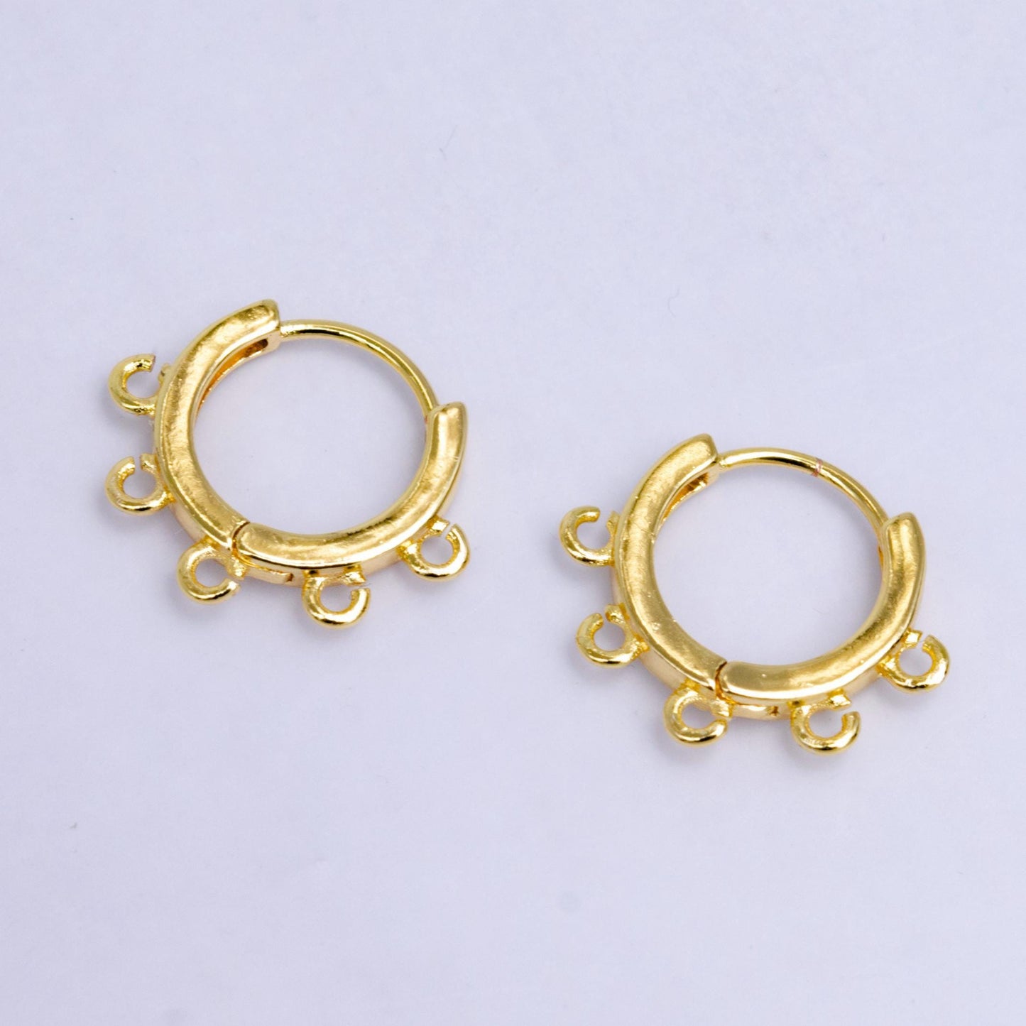 24k gold plated dainty 5 open link loop huggie hoop earrings supply for jewelry making | z1024