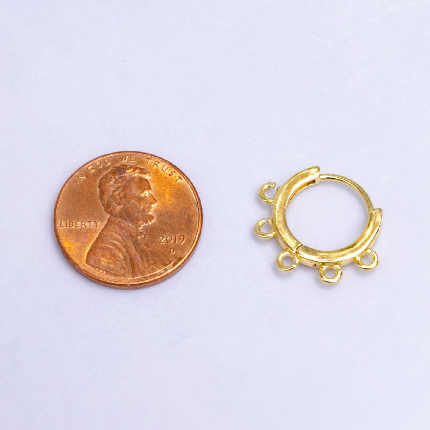 24k gold plated dainty 5 open link loop huggie hoop earrings supply for jewelry making | z1024