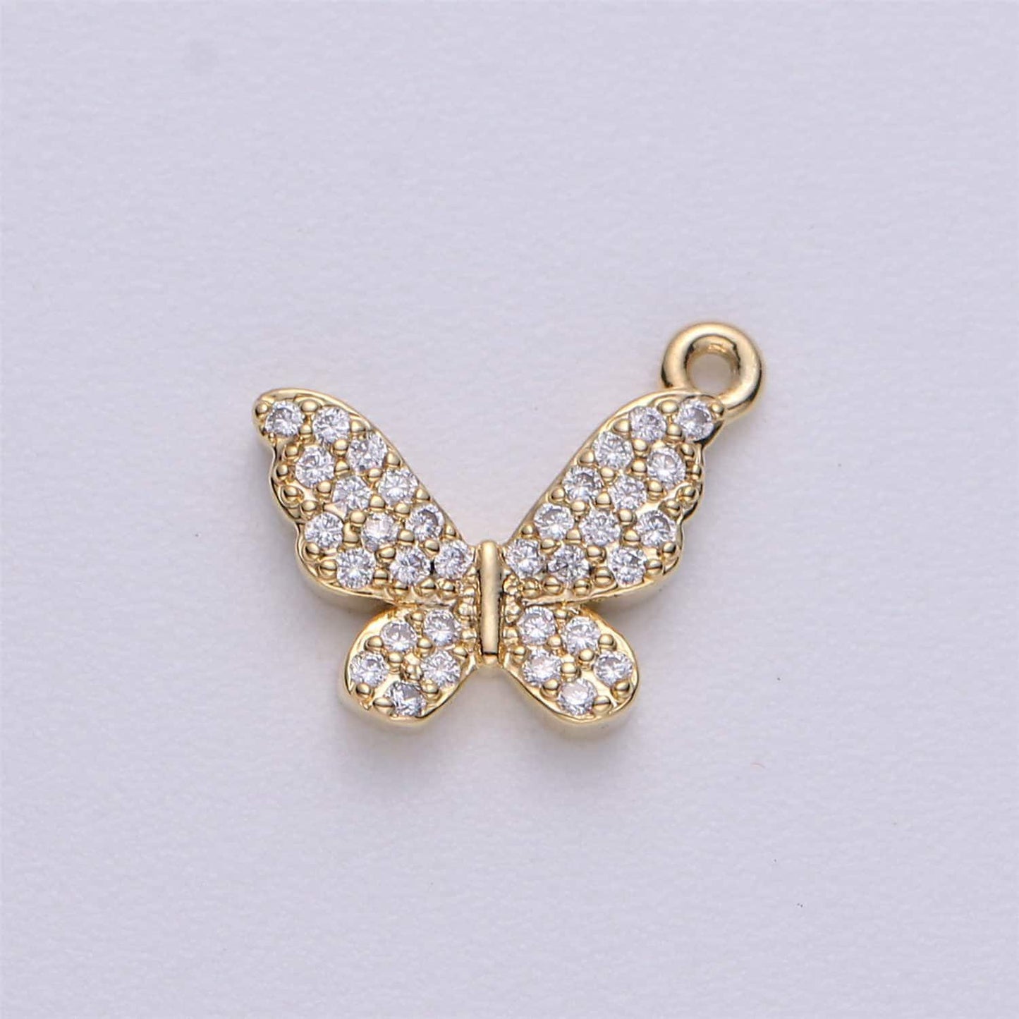 13x12mm cz butterfly pendant, gold and silver micro pave cz cubic zirconia mariposa butterfly charms | e-224, e-225