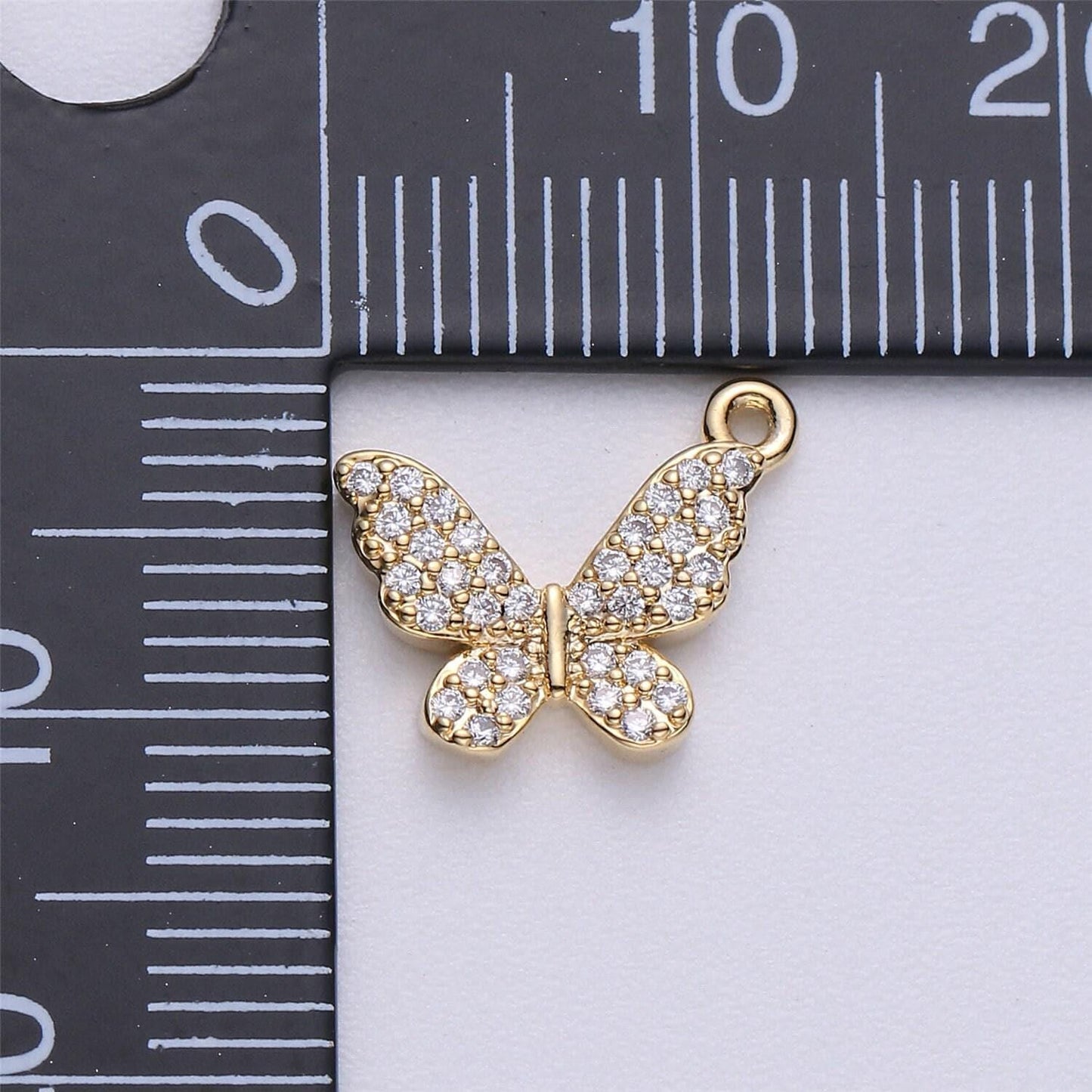 13x12mm cz butterfly pendant, gold and silver micro pave cz cubic zirconia mariposa butterfly charms | e-224, e-225