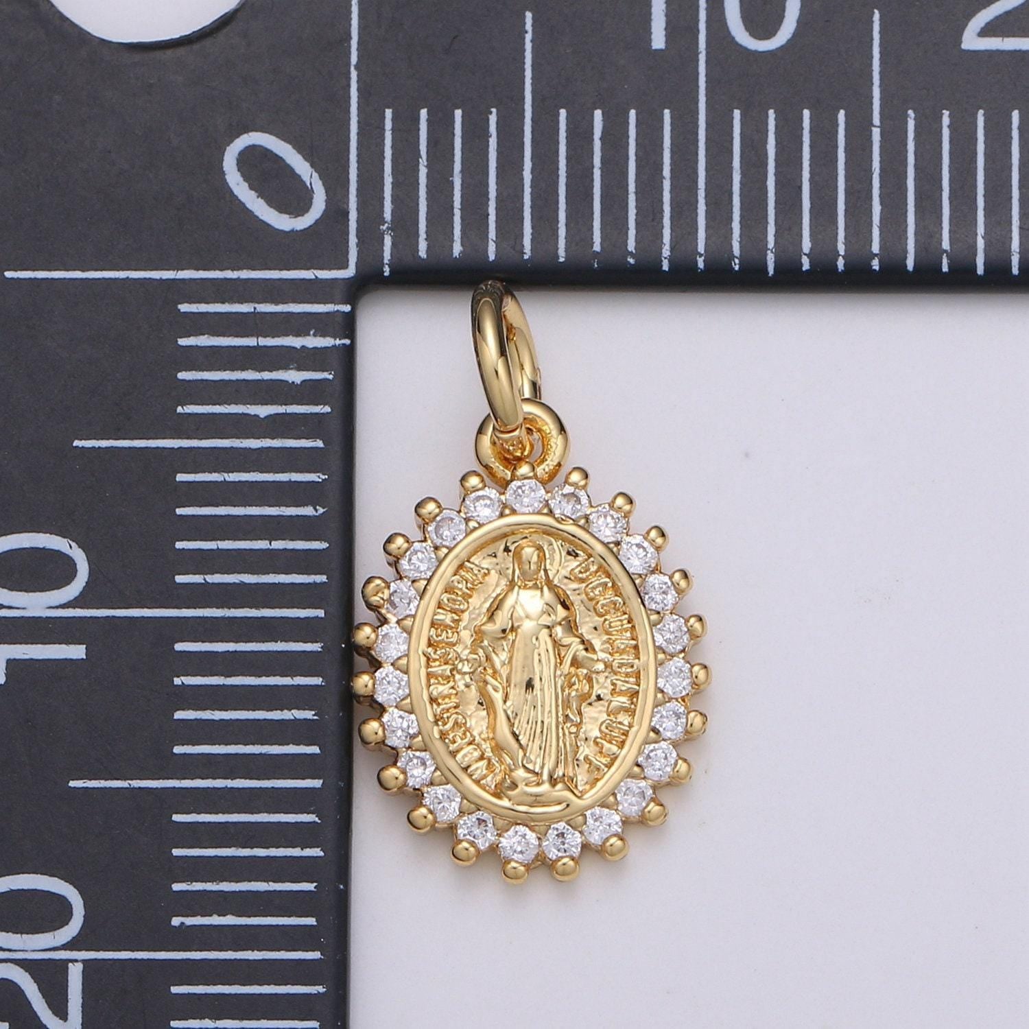 14k gold filled virgin mary medallion charm 20x12mm religious charm, catholic pendant,saint miraculous lady charm fornecklace bracelet