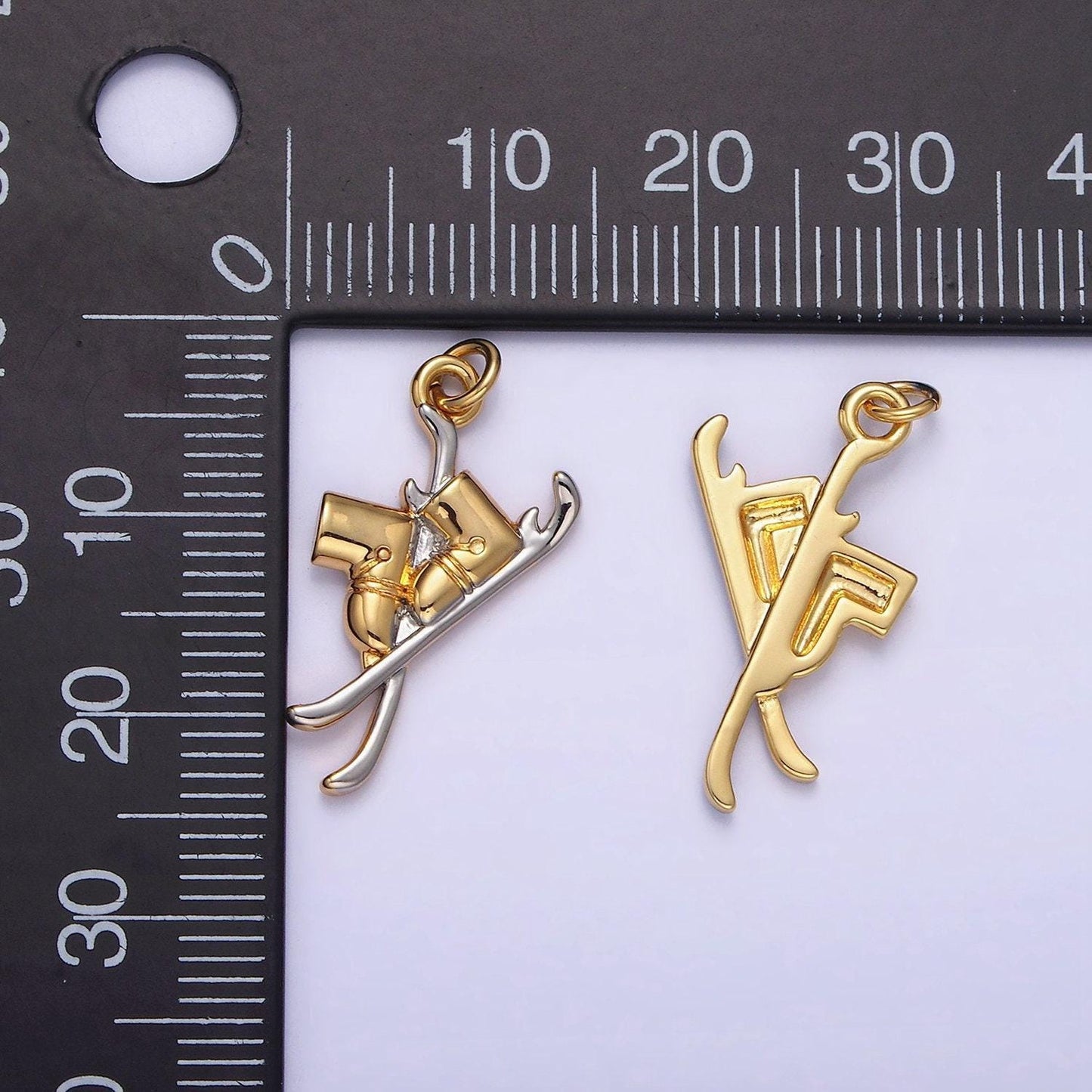 14k gold filled ski shoes with silver skates charm | ag-627
