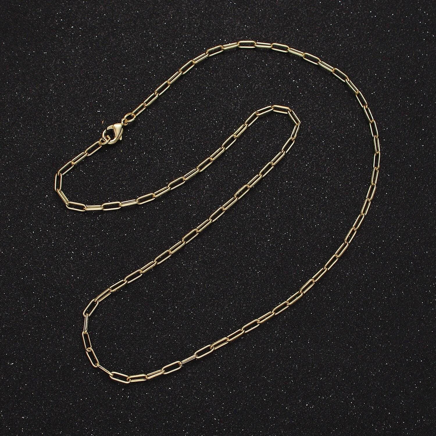 14k gold filled 2.3mm paperclip 16 inch, 18 inch, 20 inch layering chain necklace | wa-2120 ~ wa-2123