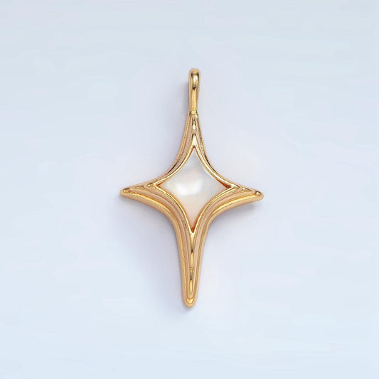 Shell pearl north star celestial 24k gold filled pendant | AA-00975