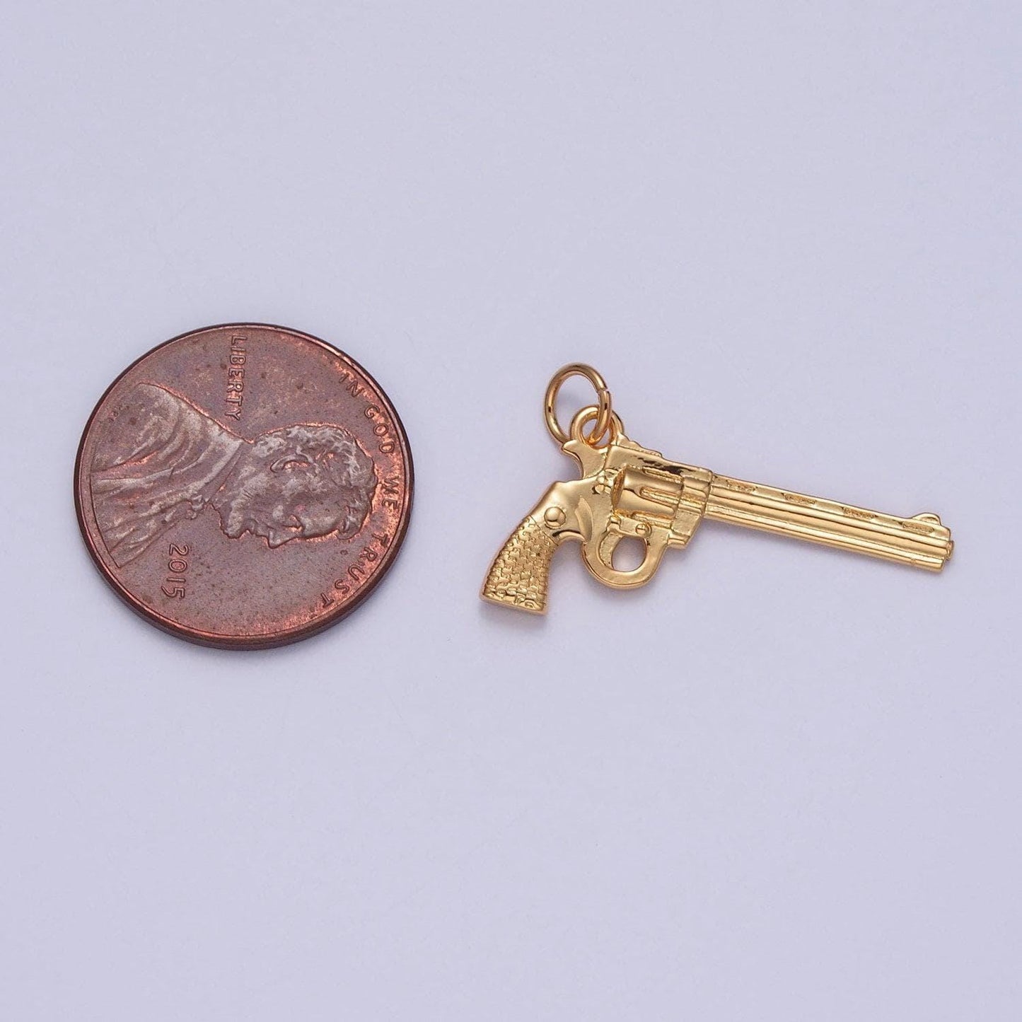Top break revolver pistol pendant 24k gold plated gun charm, necklace bracelet charm pendant | x-149