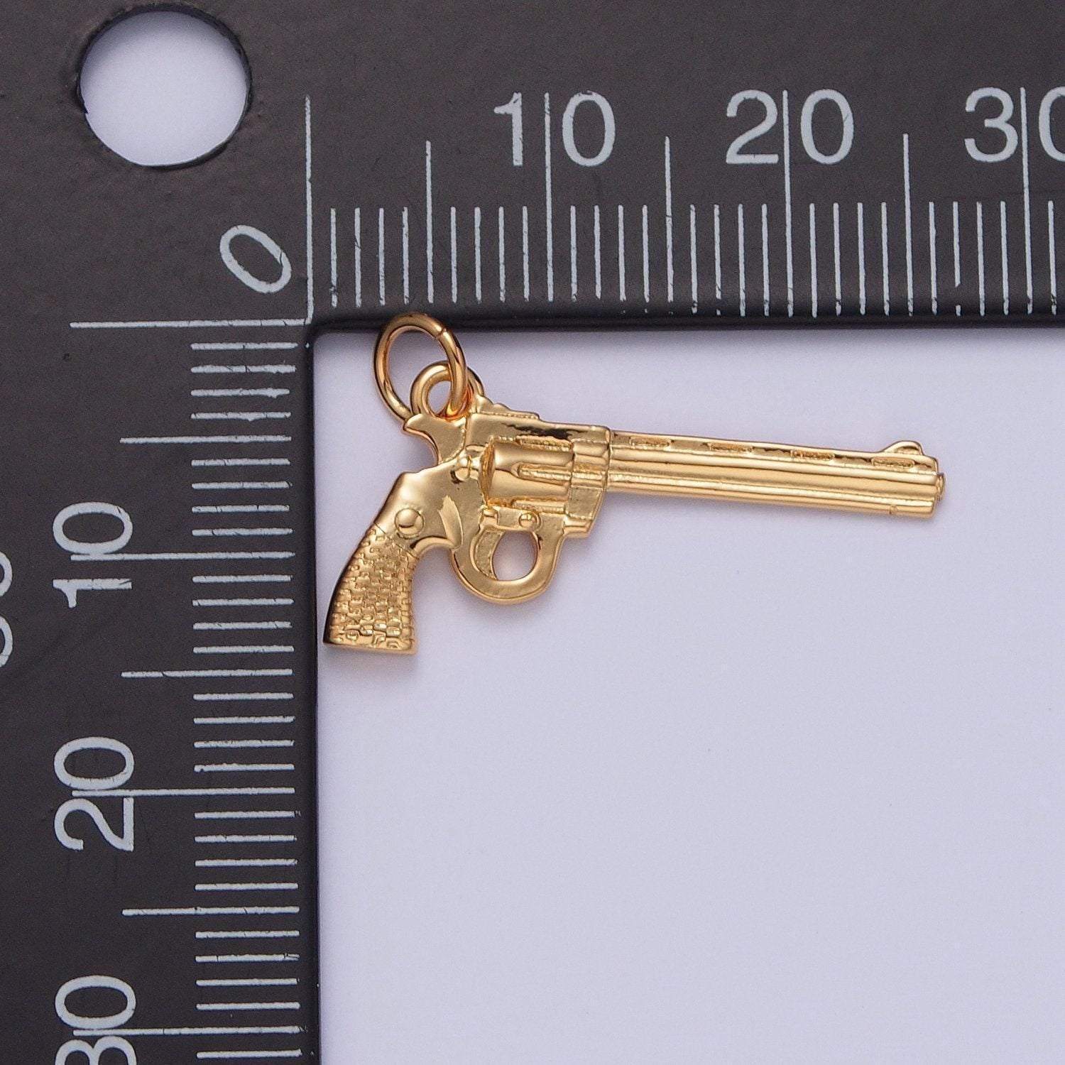 Top break revolver pistol pendant 24k gold plated gun charm, necklace bracelet charm pendant | x-149
