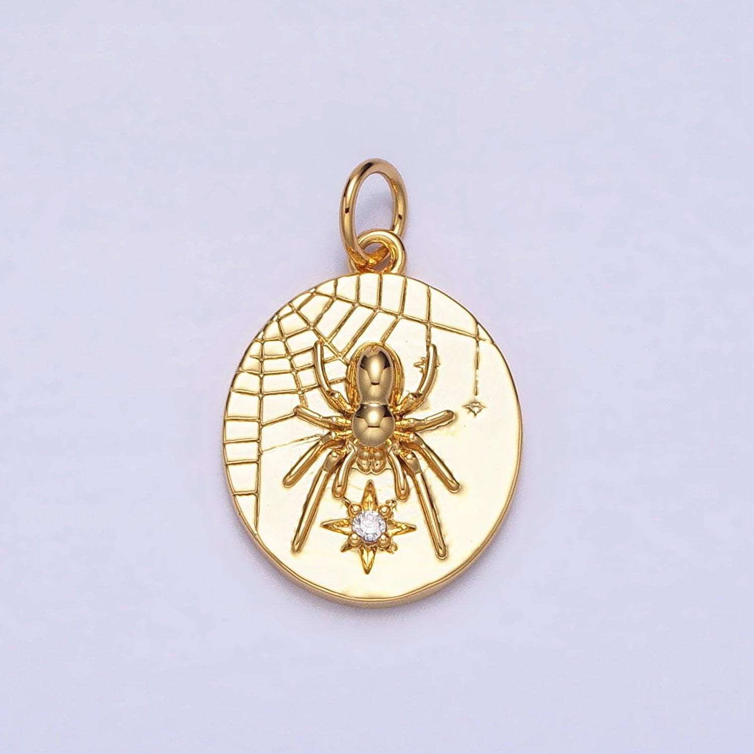 Small spider charm insect gold, silver halloween gothic charm ac567 ac568