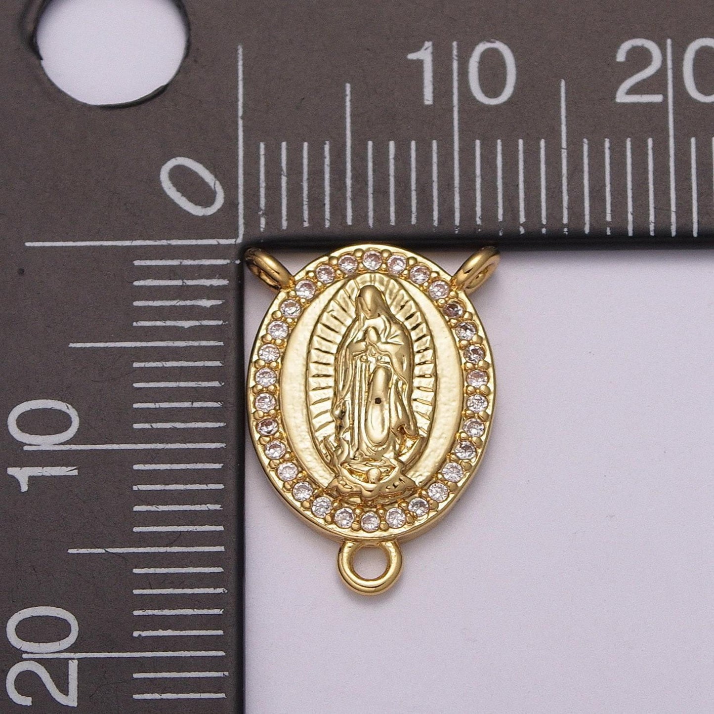 Our lady of guadalupe rosary style small centerpiece virgin mary medal symbol gold filled chapelet center or jewelry connector