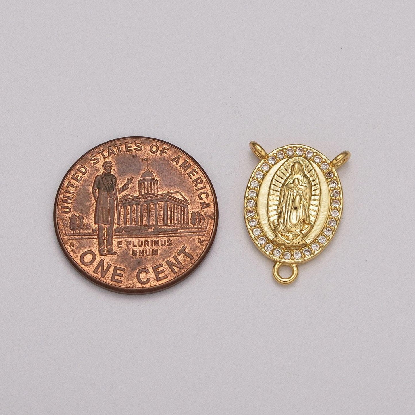 Our lady of guadalupe rosary style small centerpiece virgin mary medal symbol gold filled chapelet center or jewelry connector