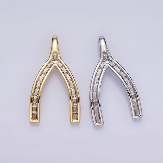 Dainty wishbone charm with cubic zirconia wish bone pendant good luck charm in 14k gold filled aa-1269