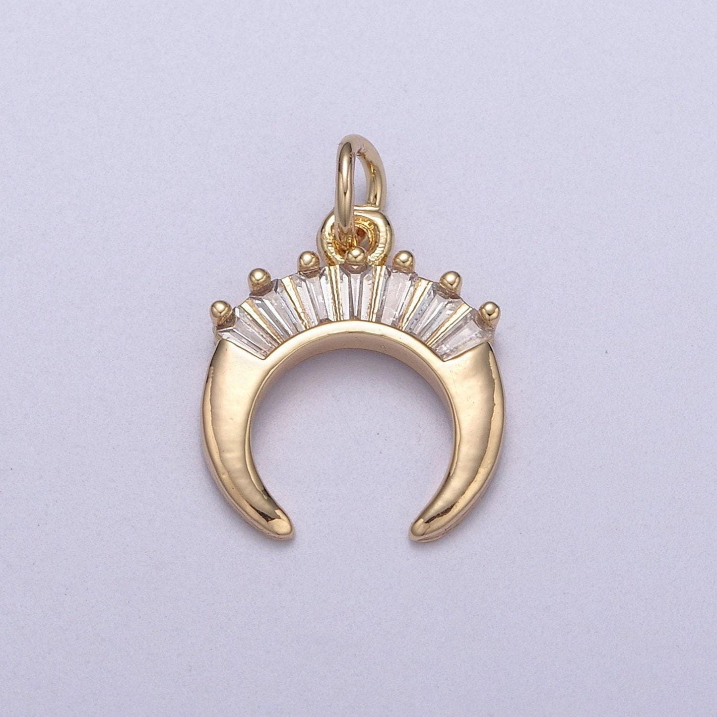Mini crescent moon horn charm 16k gold filled upside down tusk moon pendant bohemian boho c shape curve gold moon charm n-295