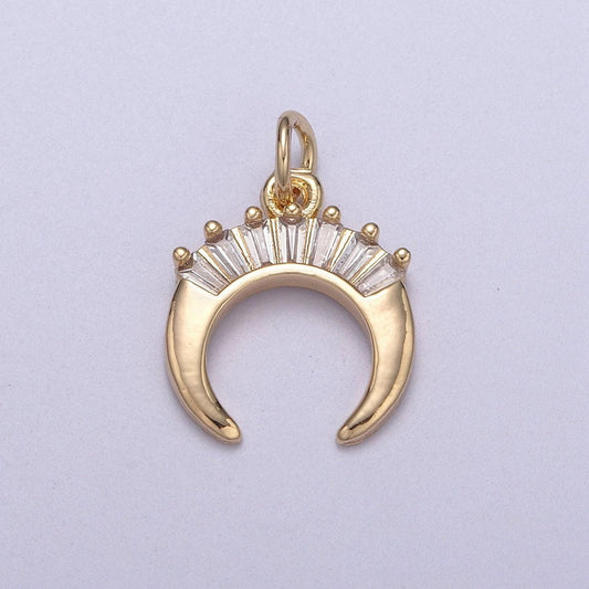 Mini crescent moon horn charm 16k gold filled upside down tusk moon pendant bohemian boho c shape curve gold moon charm n-295