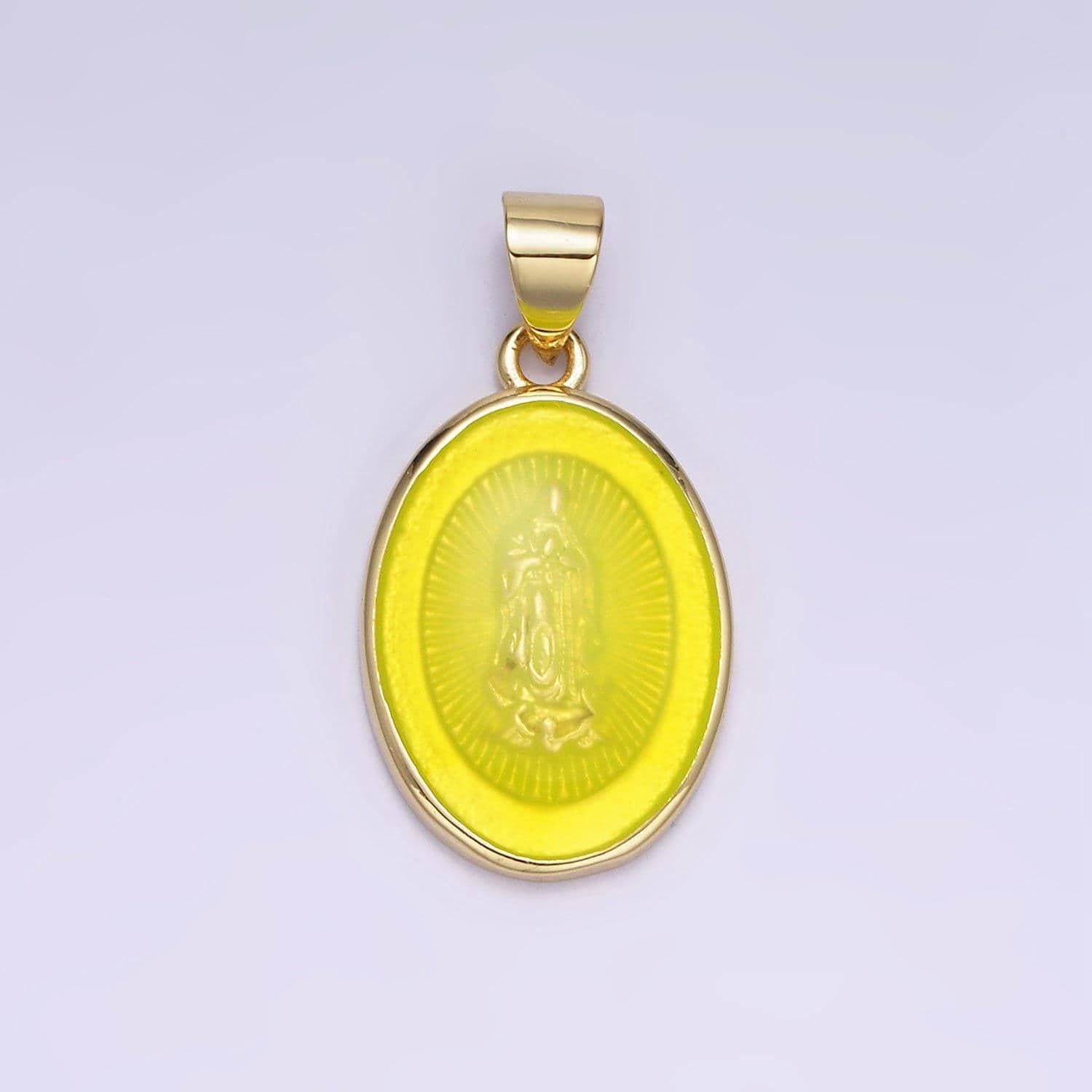 14k gold filled virgin mary jesus christ catholic bijoux colorful resin oval medallion charm lady guadalupe pendant for necklace | aa-1140