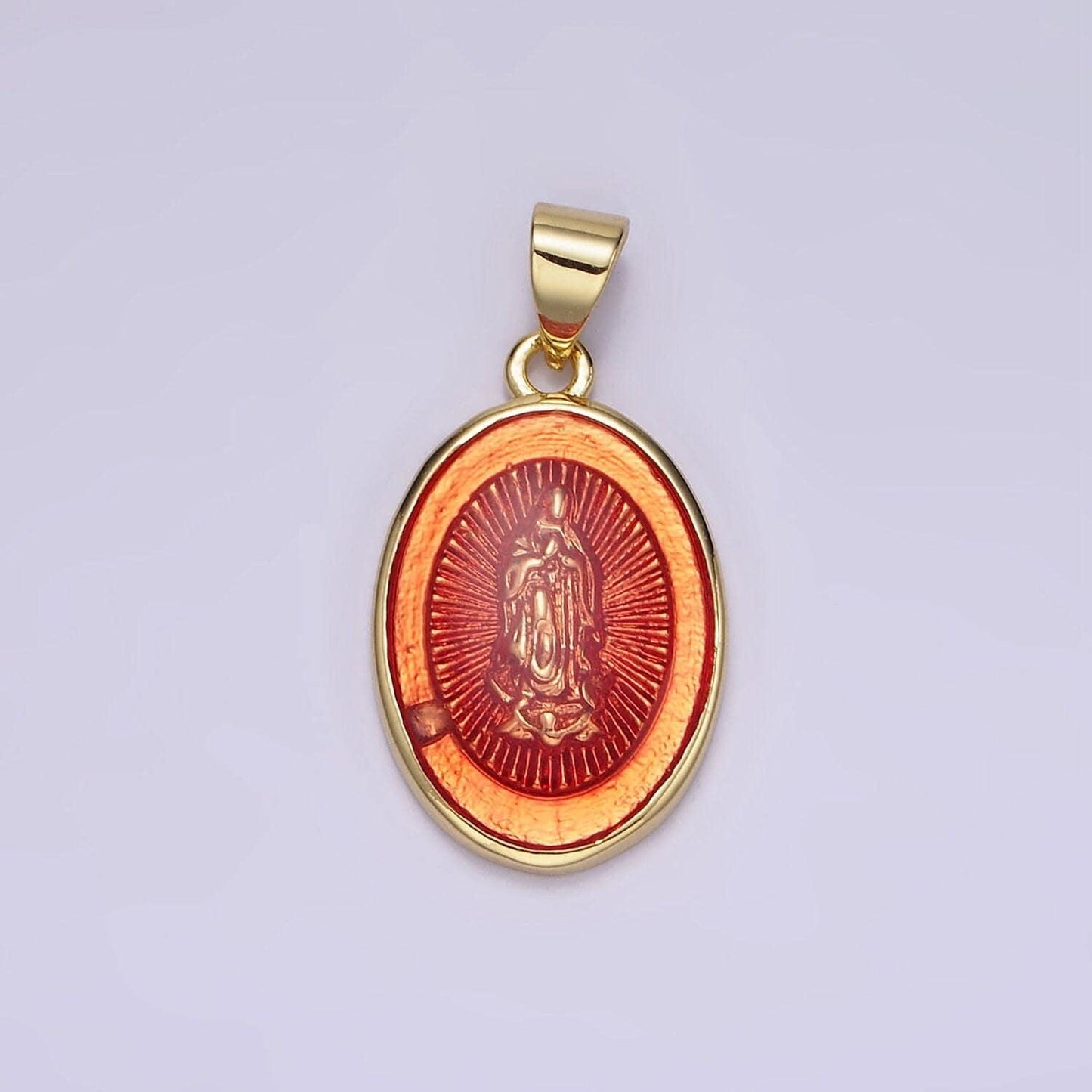 14k gold filled virgin mary jesus christ catholic bijoux colorful resin oval medallion charm lady guadalupe pendant for necklace | aa-1140