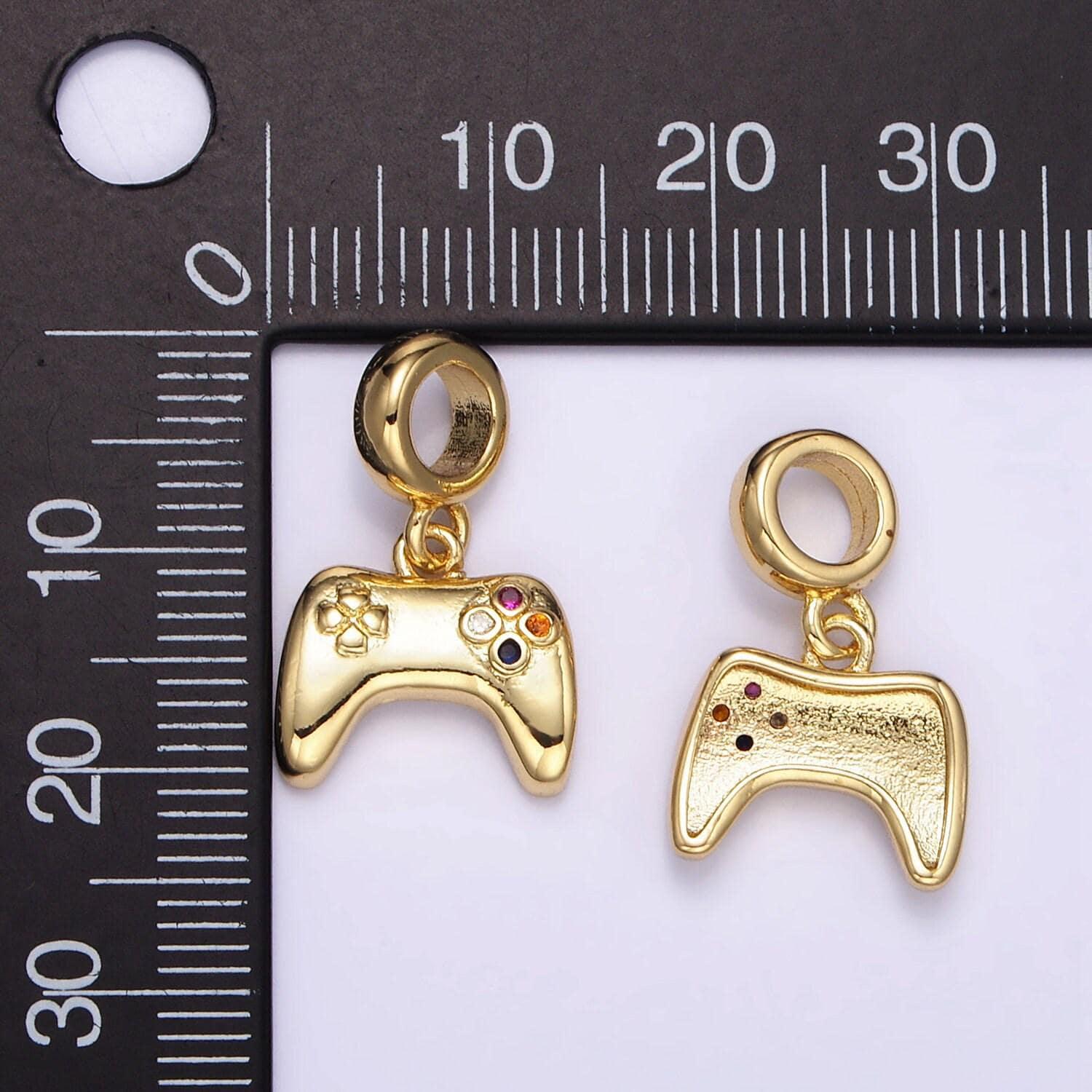 18k gold filled joystick pendant gamer necklace gift idea gold game controller charm for bracelet necklace m121