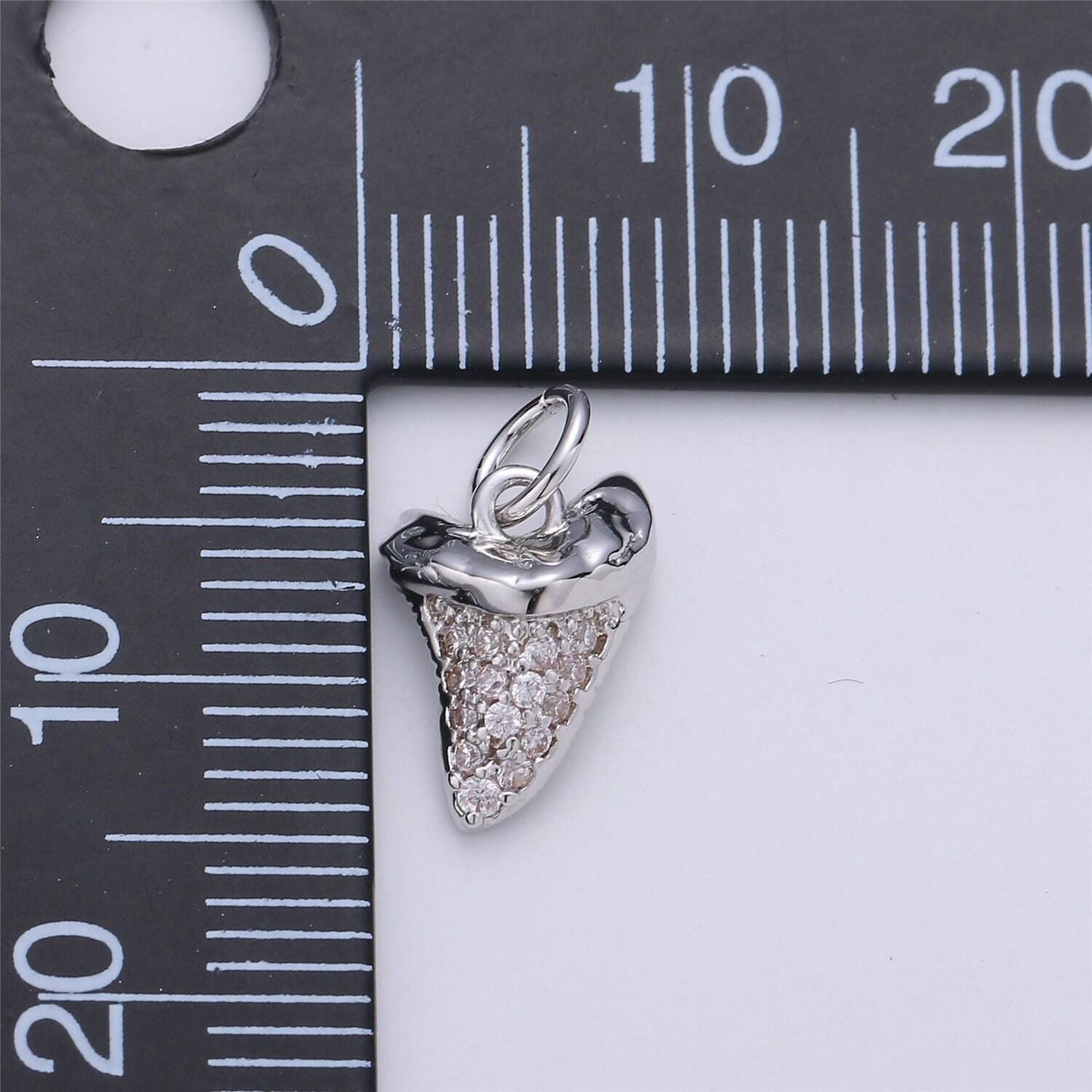 Micro pave gold tiny small shark tooth charm for bracelet earring charm jewelry making supply 15x10mm i-280