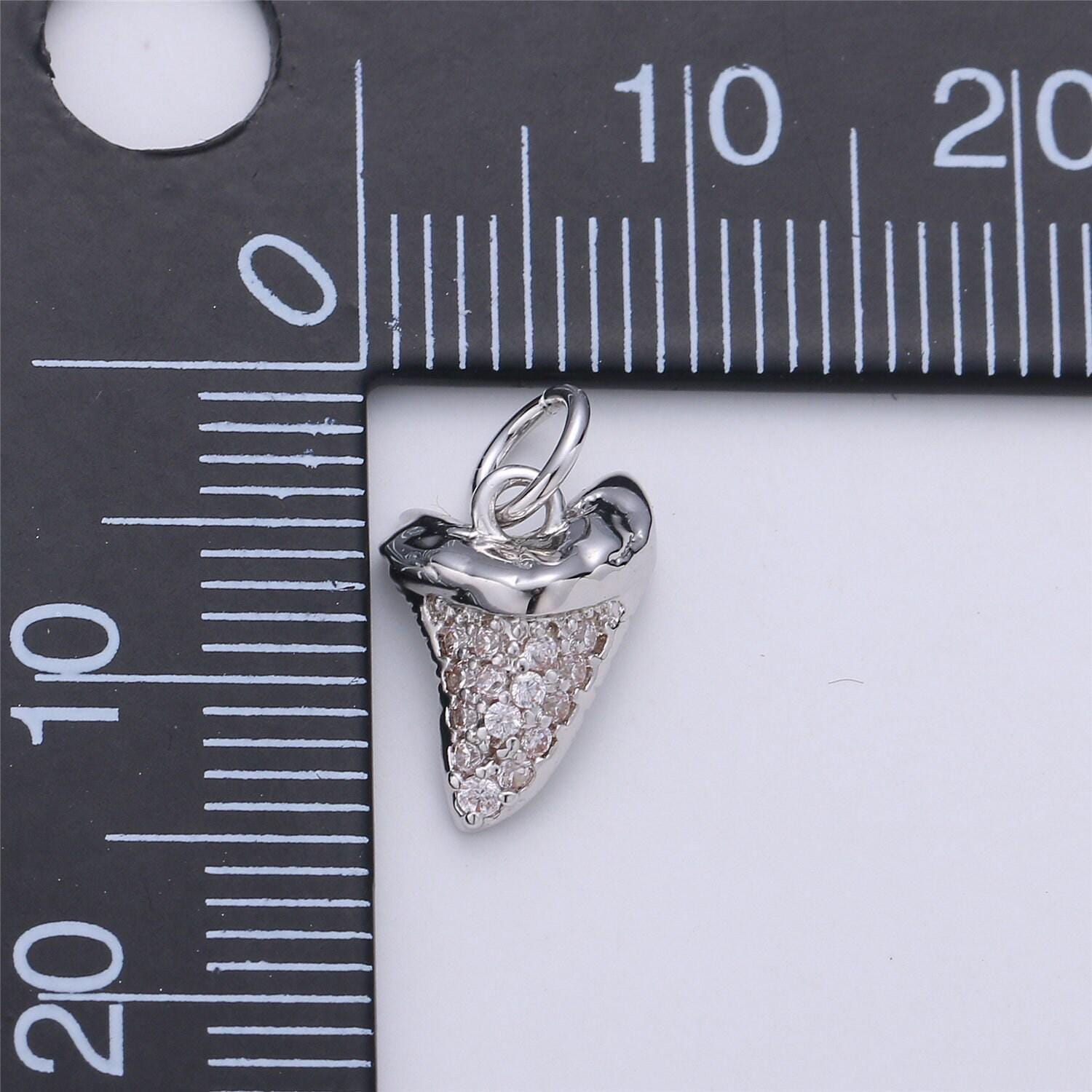 Micro pave gold tiny small shark tooth charm for bracelet earring charm jewelry making supply 15x10mm i-280