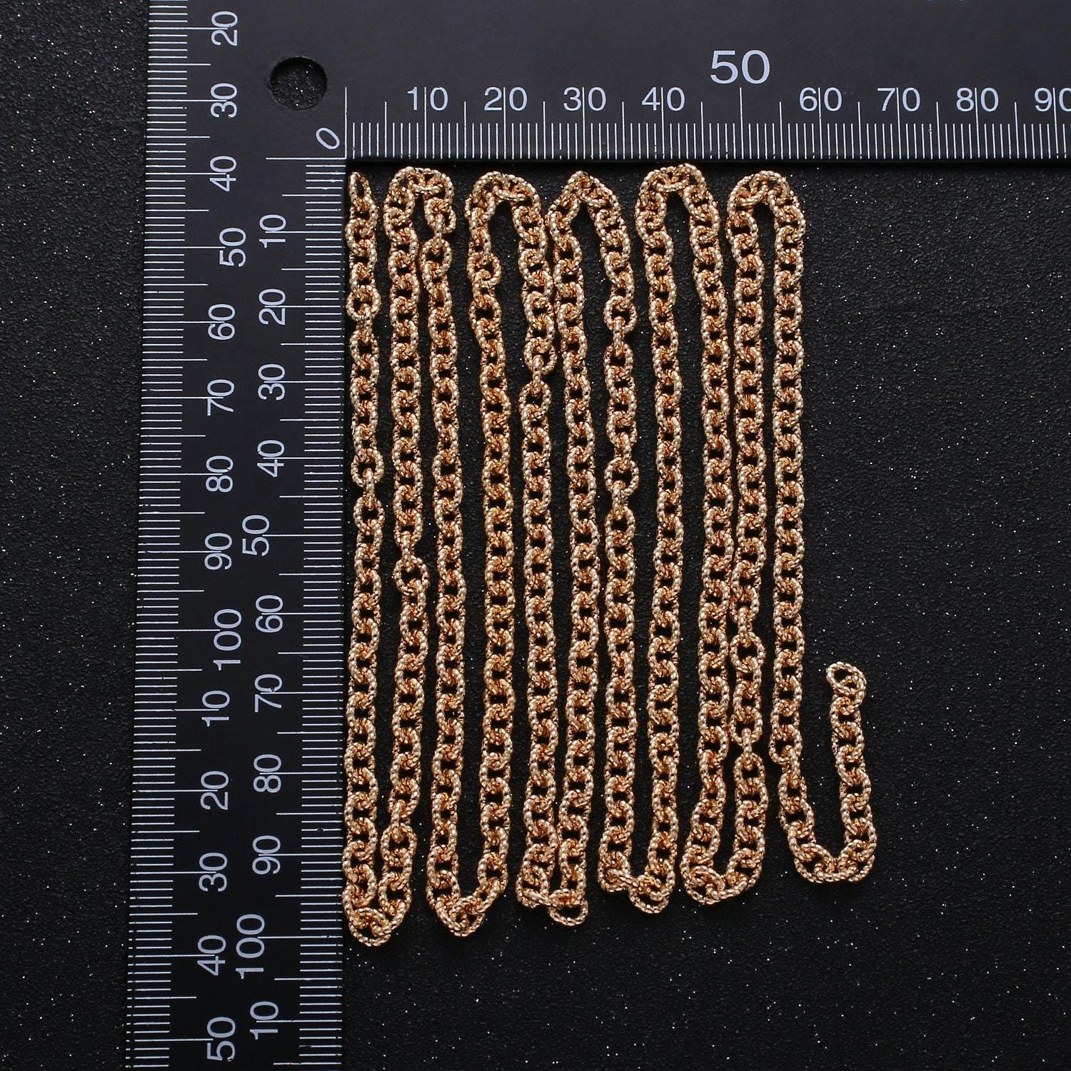 16k gold rolo cable chain by yard, fancy rolo chain by foot, wholesale bulk roll chain for diy jewelry, 0.8 mm thick,268