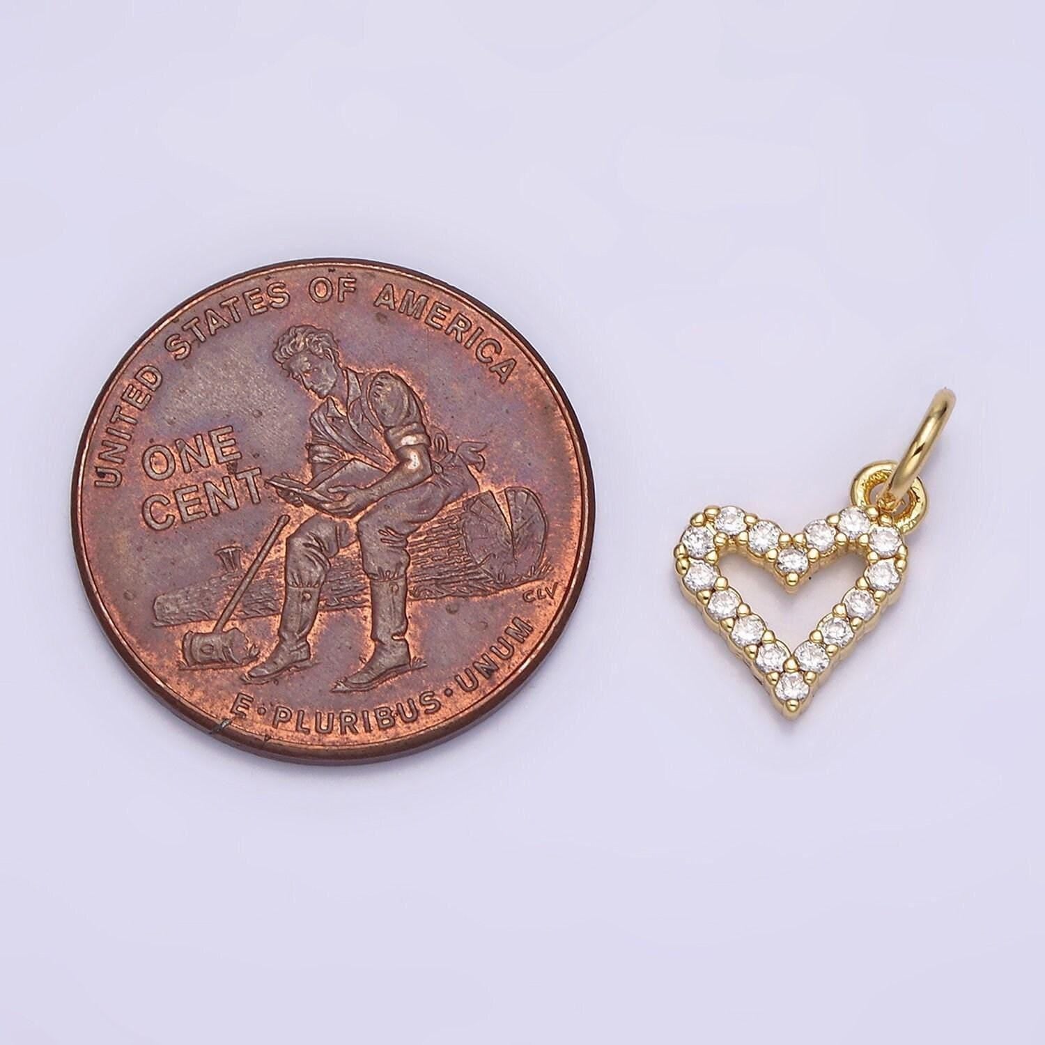 Mini cubic heart pendant polished gold-plated tiny geometric charm for earring bracelet necklace component n-974