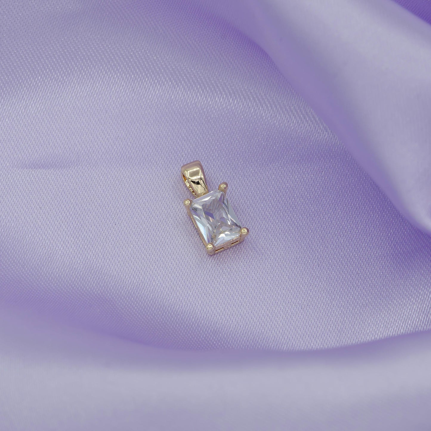 Dainty emerald cut charm cz gold filled set with cubic zirconia accent for bracelet necklace earring jewelry making