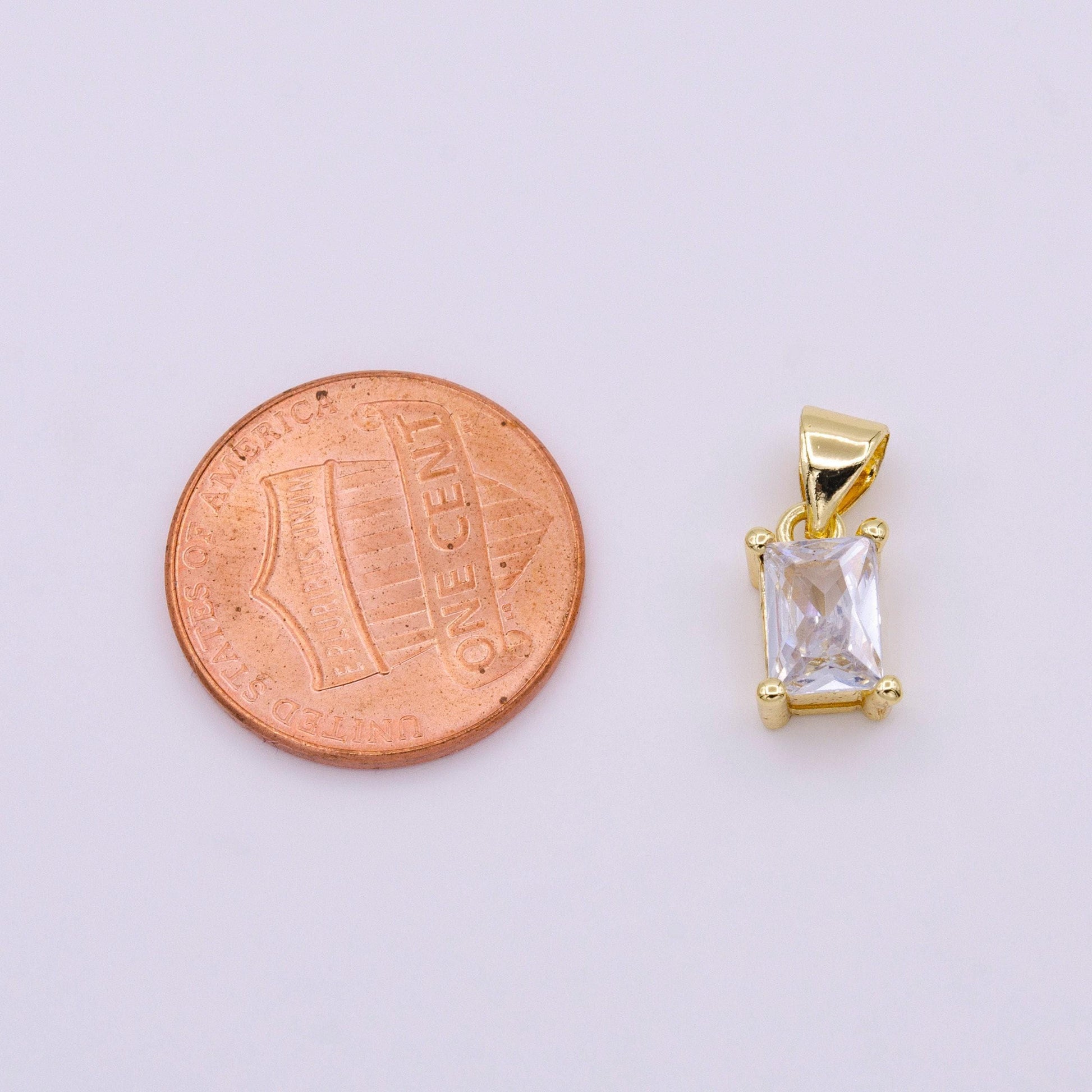 Dainty emerald cut charm cz gold filled set with cubic zirconia accent for bracelet necklace earring jewelry making