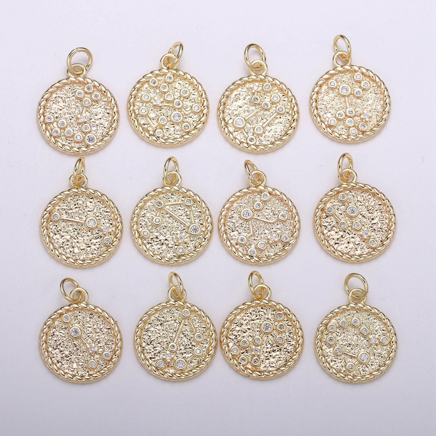 Gold filled zodiac constellation charms, zodiac symbol, horoscope charm, gold astrological zodiac sign minimalist jewelry, a1821-a1826