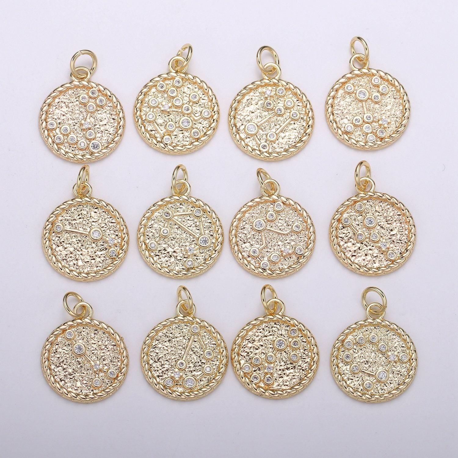 Gold filled zodiac constellation charms, zodiac symbol, horoscope charm, gold astrological zodiac sign minimalist jewelry, a1821-a1826