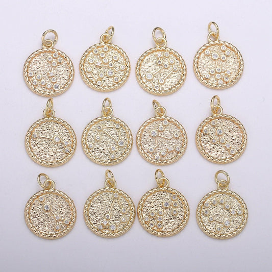 Gold filled zodiac constellation charms, zodiac symbol, horoscope charm, gold astrological zodiac sign minimalist jewelry, a1821-a1826