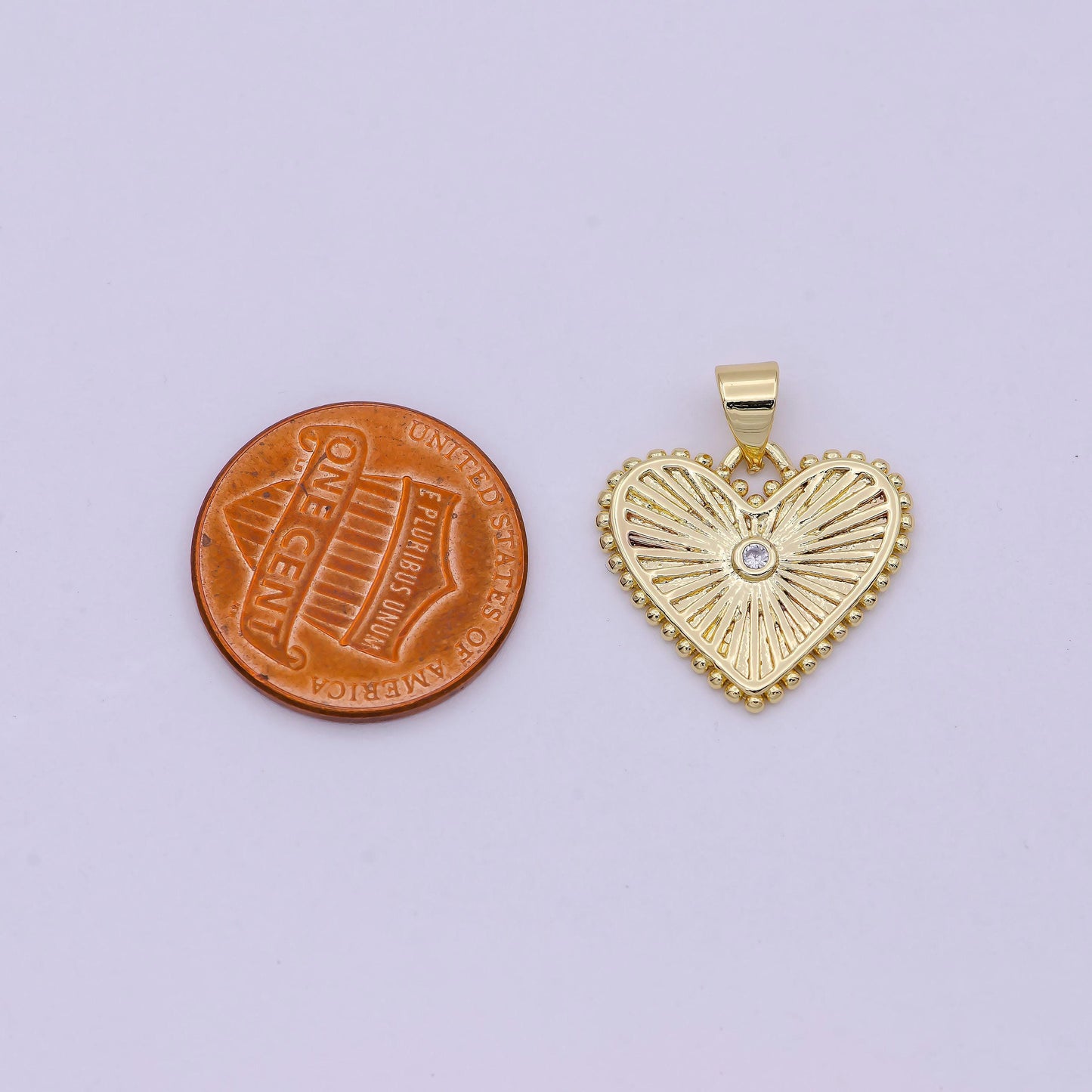 Gold filled radial heart charm necklace clear cz sunburst gold pendant, dainty heart love valentine gift necklace supply h-427
