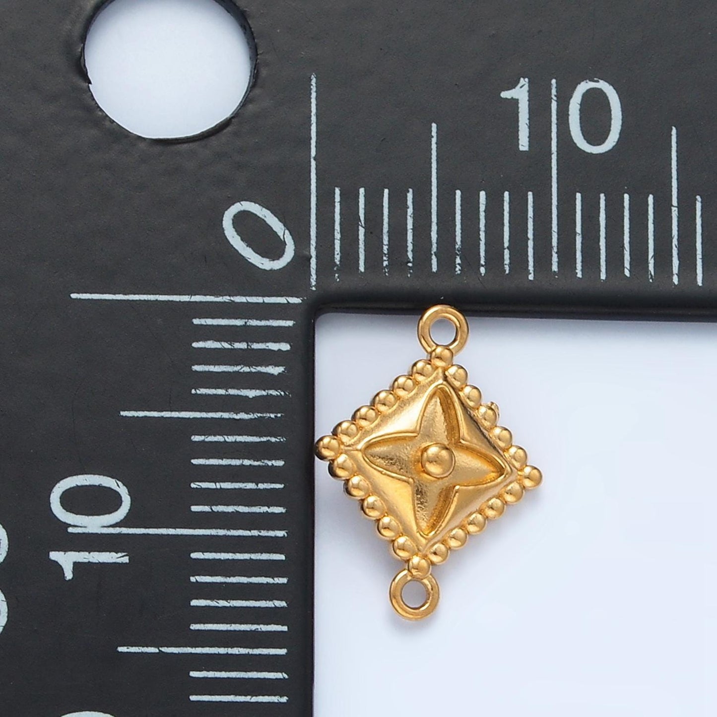 Stainless steel rhombus star charm connector minimalist dotted bezel link connector | f-197