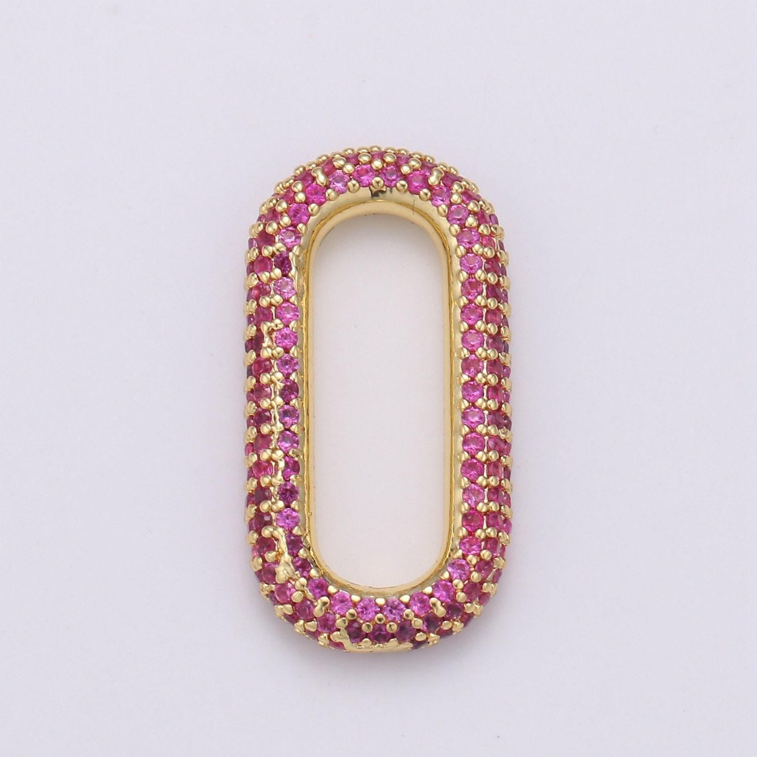1pc paper clip link , end of the belt charm, interlocking oval, pave oval shaped connector, mutiple color options l-121, l-122, l-124,l-119