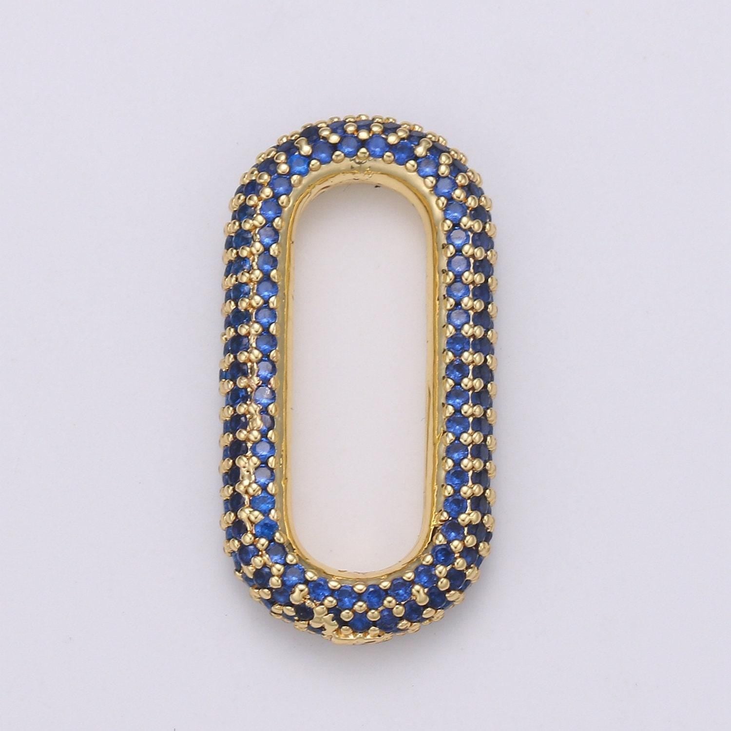 1pc paper clip link , end of the belt charm, interlocking oval, pave oval shaped connector, mutiple color options l-121, l-122, l-124,l-119