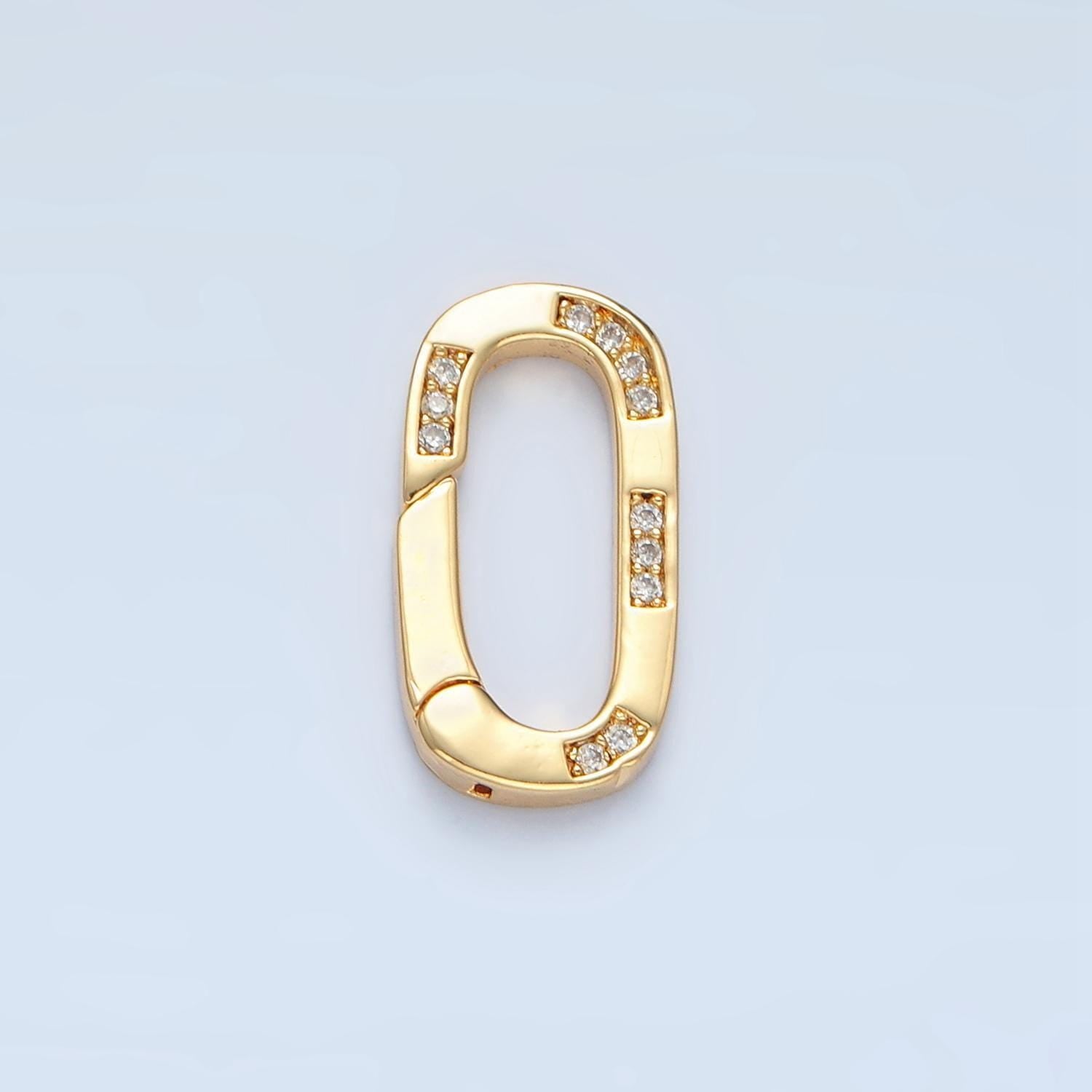 Small cz gold spring gate ring, push gate ring 9.5 x 18.1mm oval ring charm holder gold clasp for enhanced jewelry clasp z878