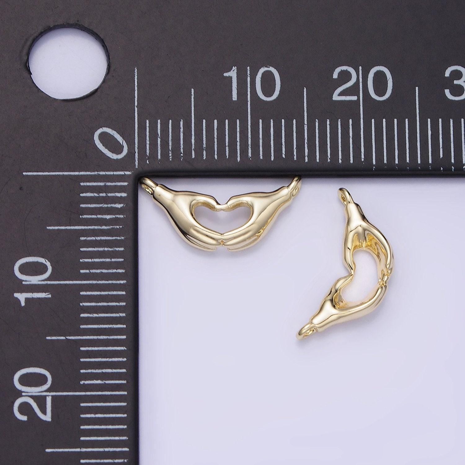 14k gold filled heart charm hand gesture charm connector for necklace bracelet link connector supplies g-273