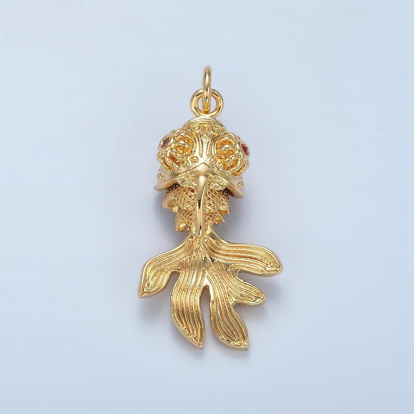 Dainty moveable 3d goldfish charms 24k gold filled fish pendant gold fish charm bracelet necklace for diy jewelry making supply e226