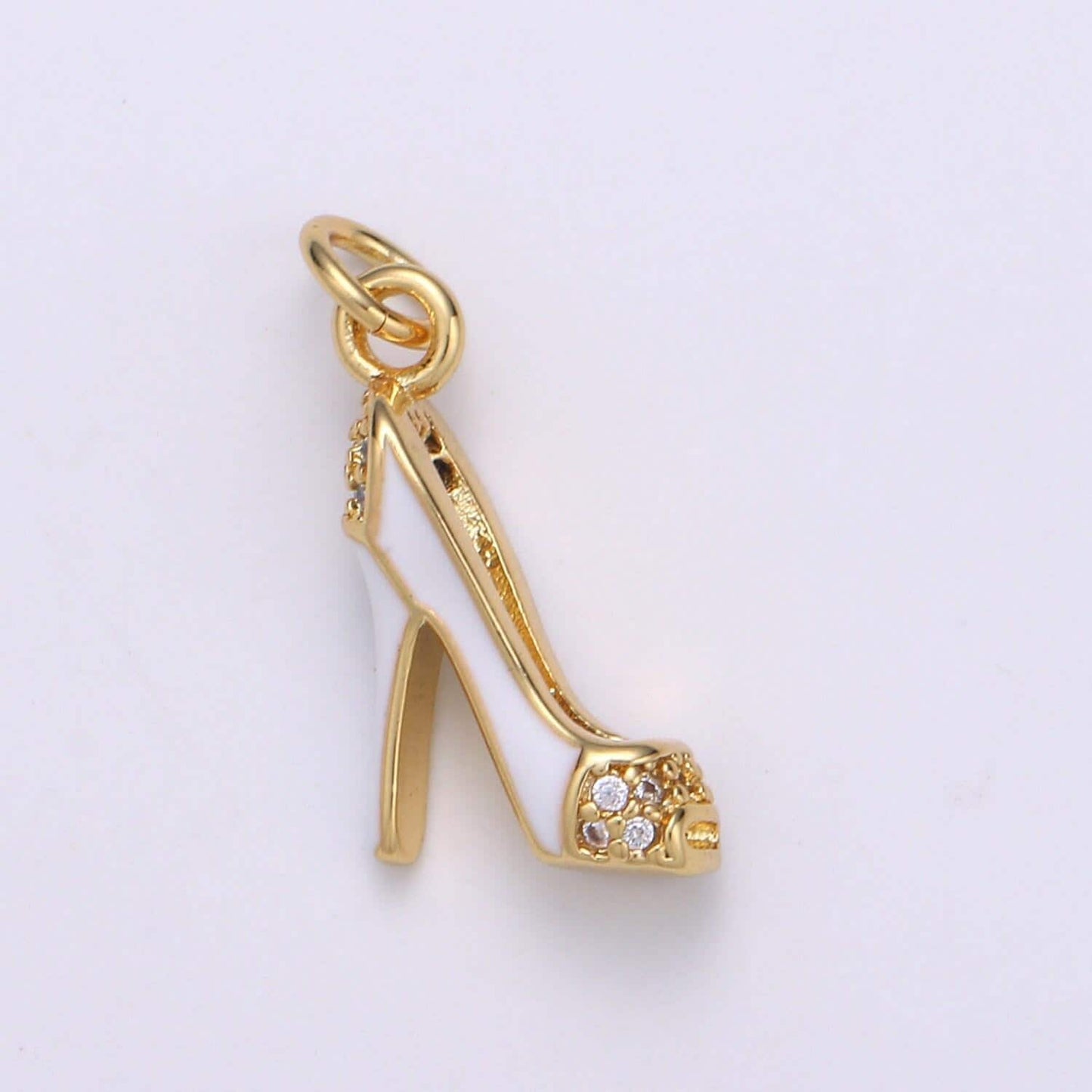 Stiletto heels 24k gold charm micro pave high heel charm, lady's shoes cubic charms, dainty cz minimalist jewelry chgf-1827,1828,1829