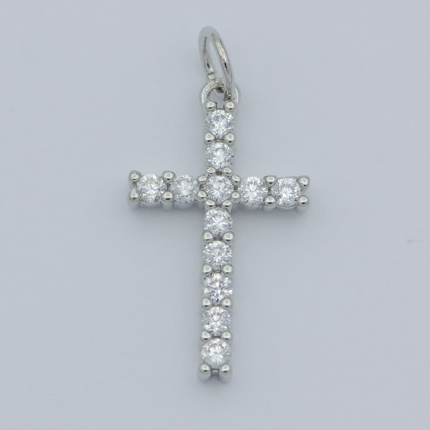 Dainty cross charm pendant 14k gold filled cz micro pave small silver cross charm religious jewelry making necklace cubic zirconia 24x11.5mm