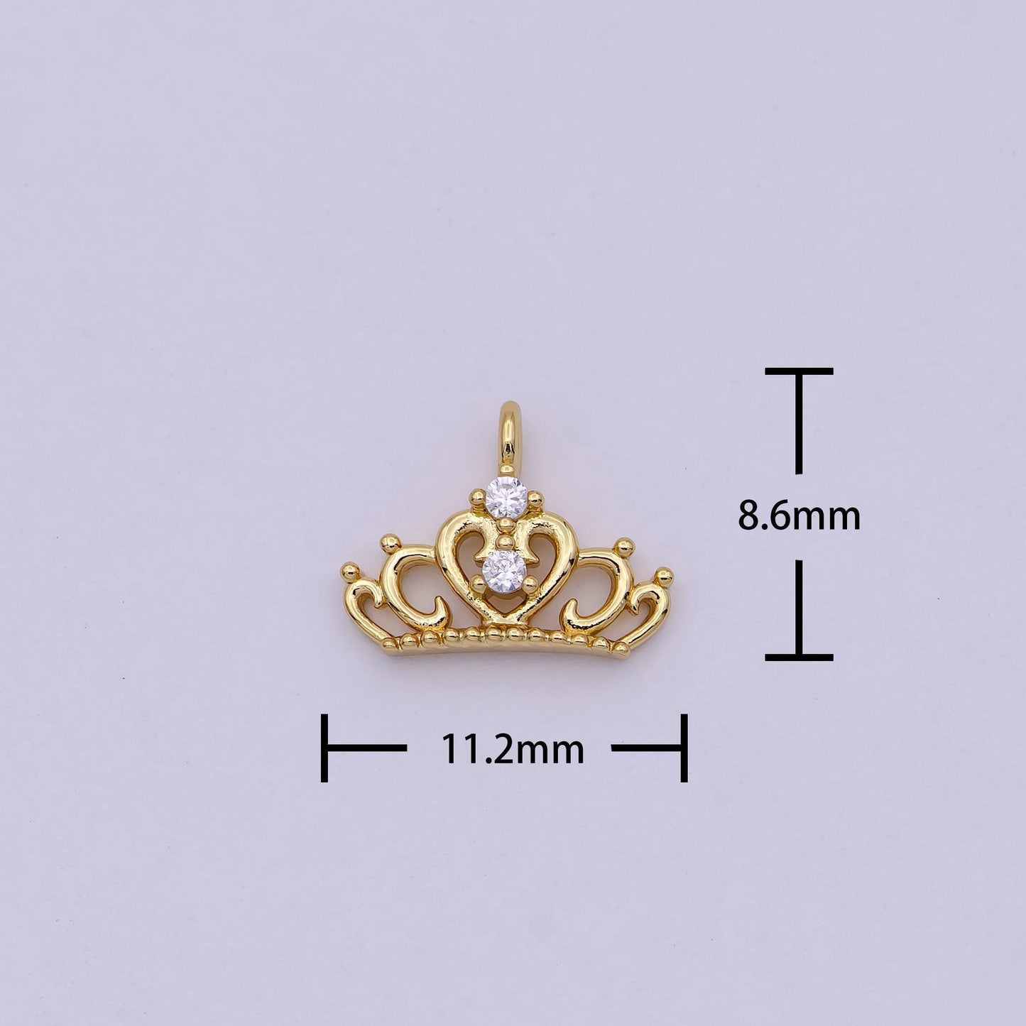 Dainty gold/silver tiara charm, micro cz pave princess crown pendant, diy fashion jewelry making supply for necklace, bracelet | n-449 n-450