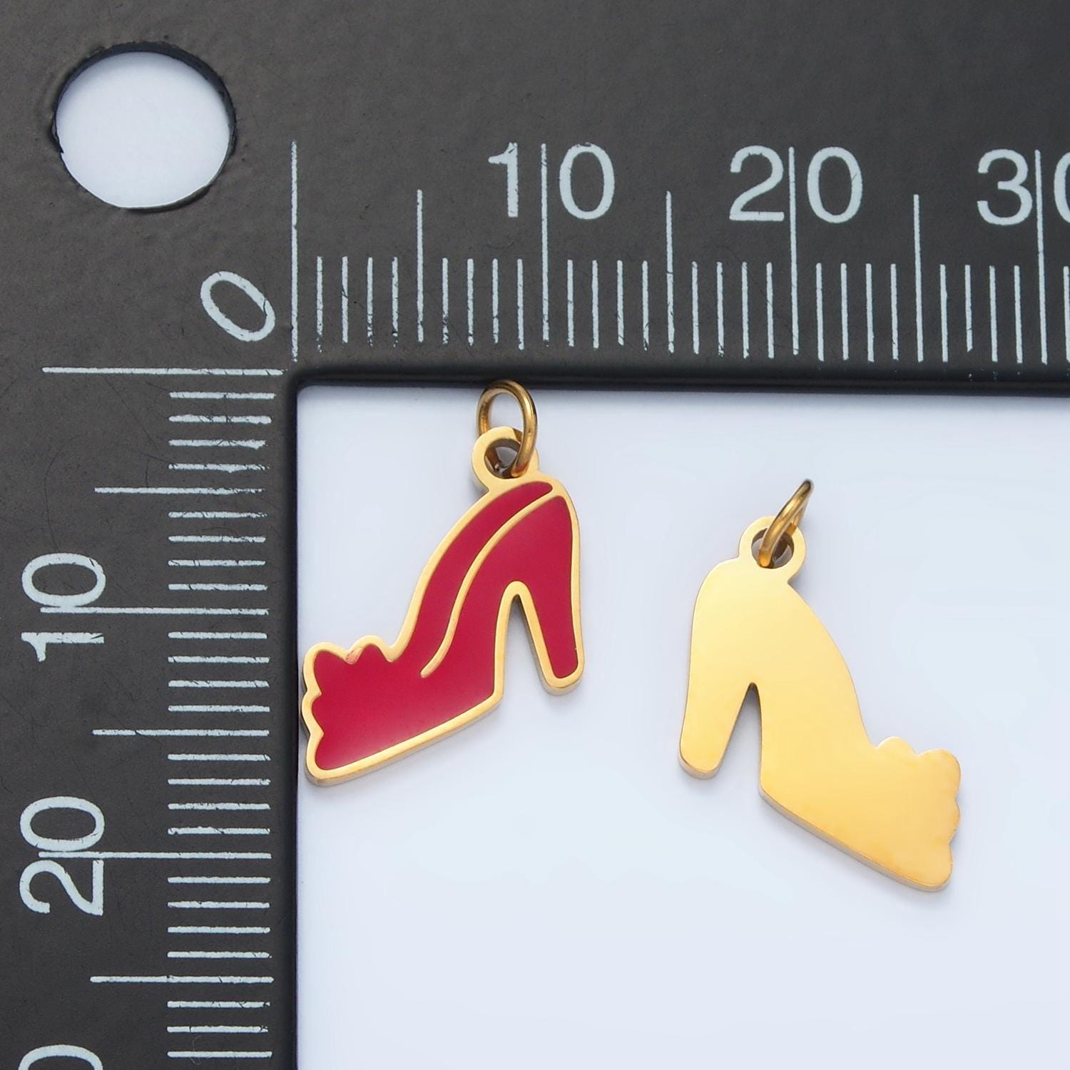 Gold red high hell shoes charm for bracelet earring necklace pendant waterproof stainless steel findings for jewelry making p-683