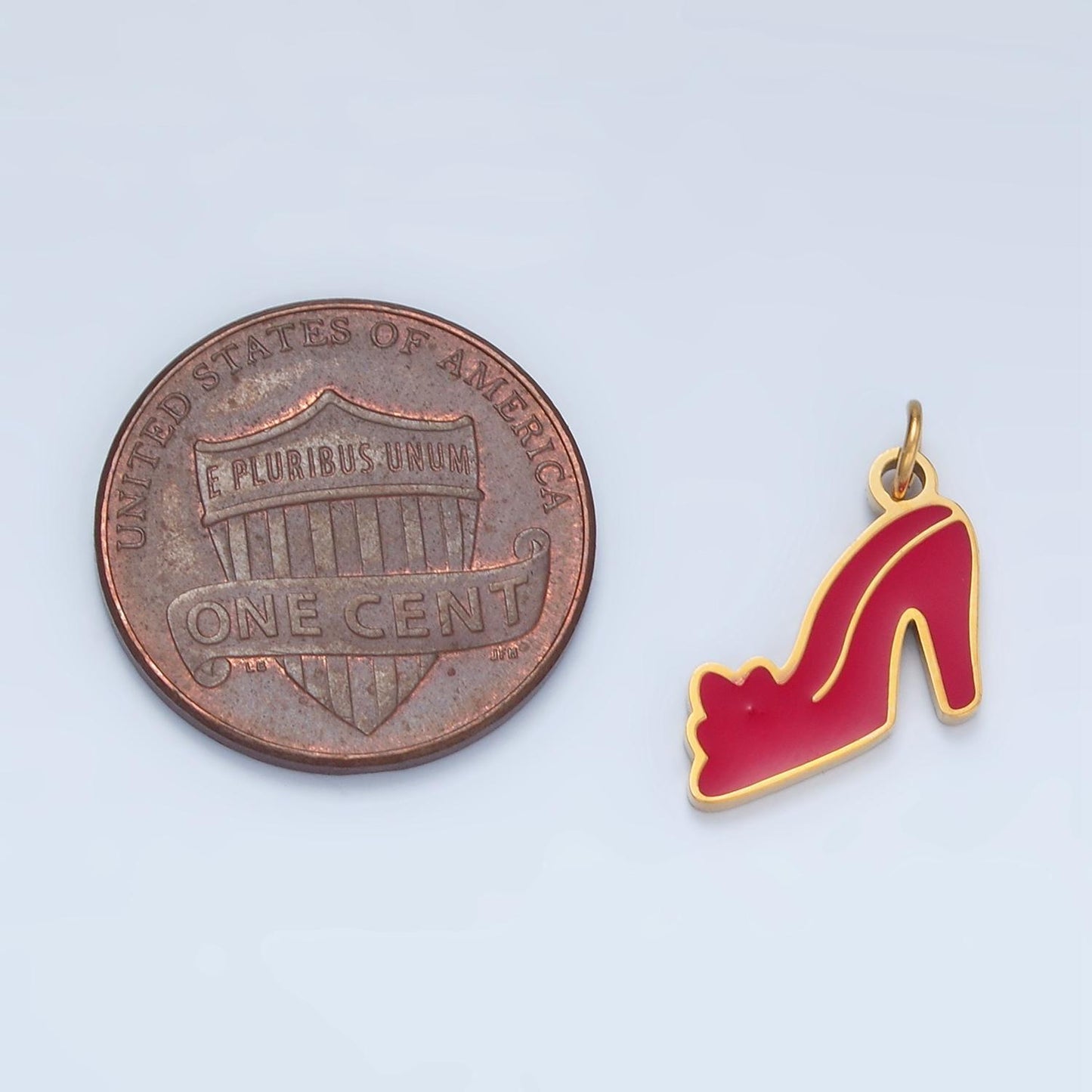 Gold red high hell shoes charm for bracelet earring necklace pendant waterproof stainless steel findings for jewelry making p-683