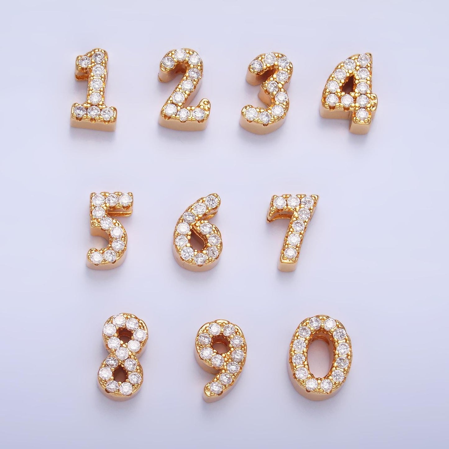 Gold Filled Number Bead charm Personalized Cubic Zirconia Number Bracelet Custom Year Age Varsity Necklace Bracelet for Jewelry Supply B291