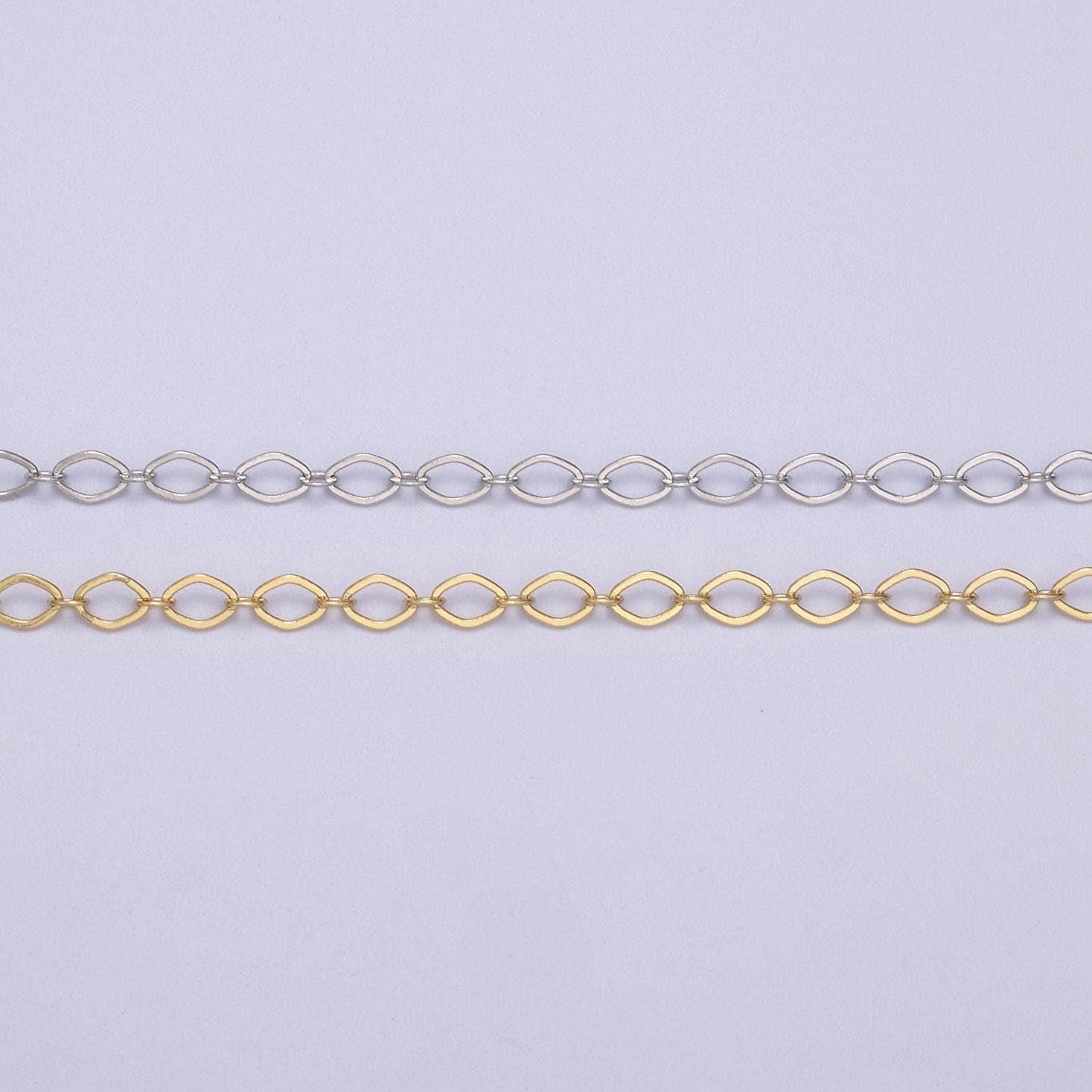 Gold oval rombust chain by yard, oval link, wholesale bulk roll chain for jewelry making, width 3.3 mm, roll 611-612