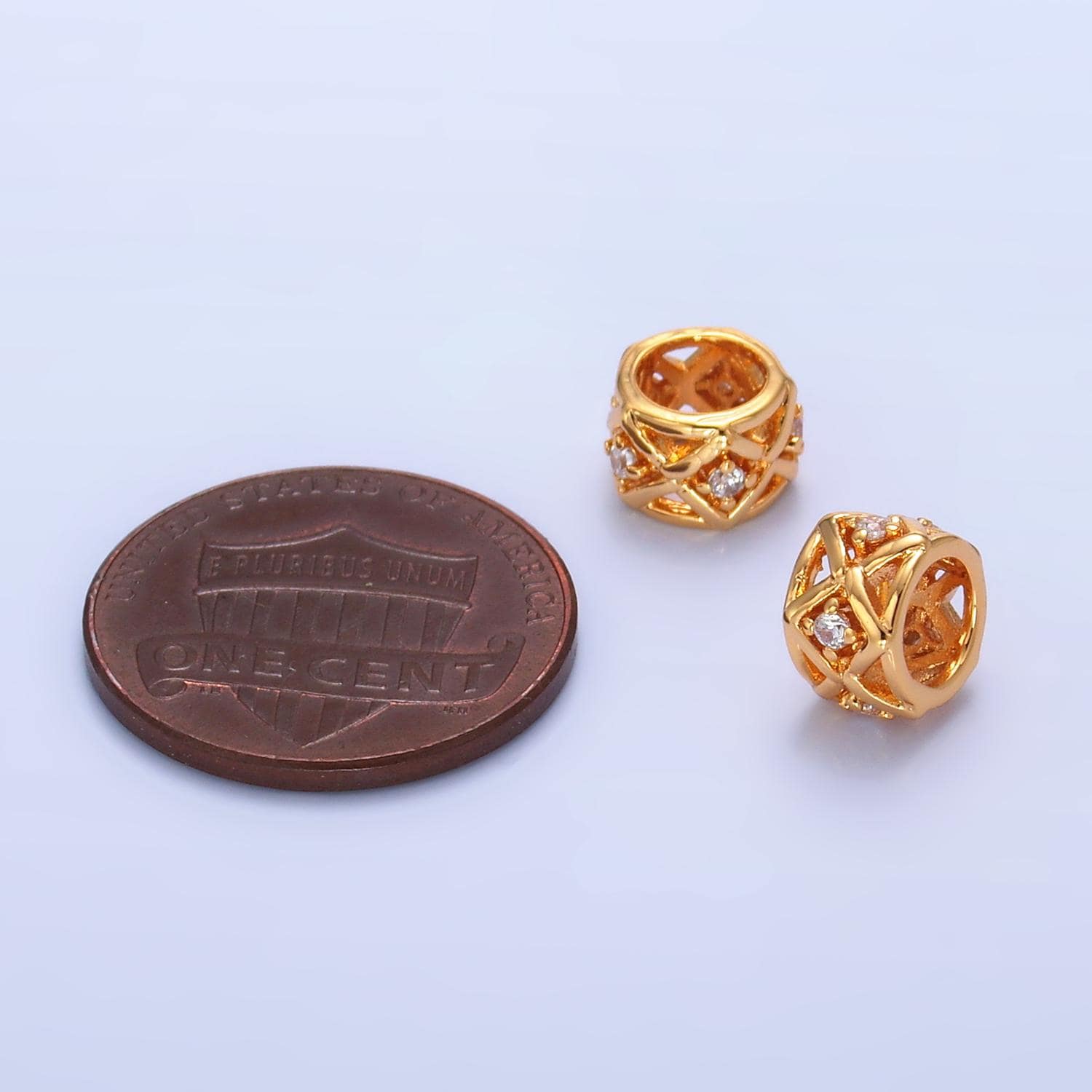 1pc 16k gold cz micro pave spacer beads for diy Vintage classic jewelry charms beaded bracelet, bead hole 4.5mm B108