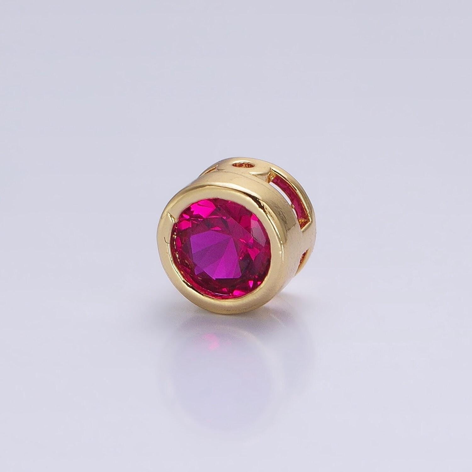 24k gold plated dainty cz round spacer bead, gold geometric spacer beads cz, small colorful spacers for bracelet necklace | b-229